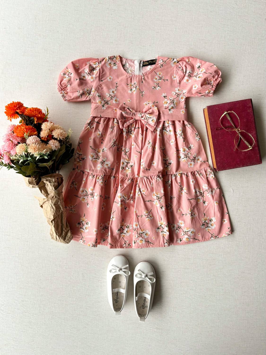 Spring Branch Salmon Layered Girl's Dress