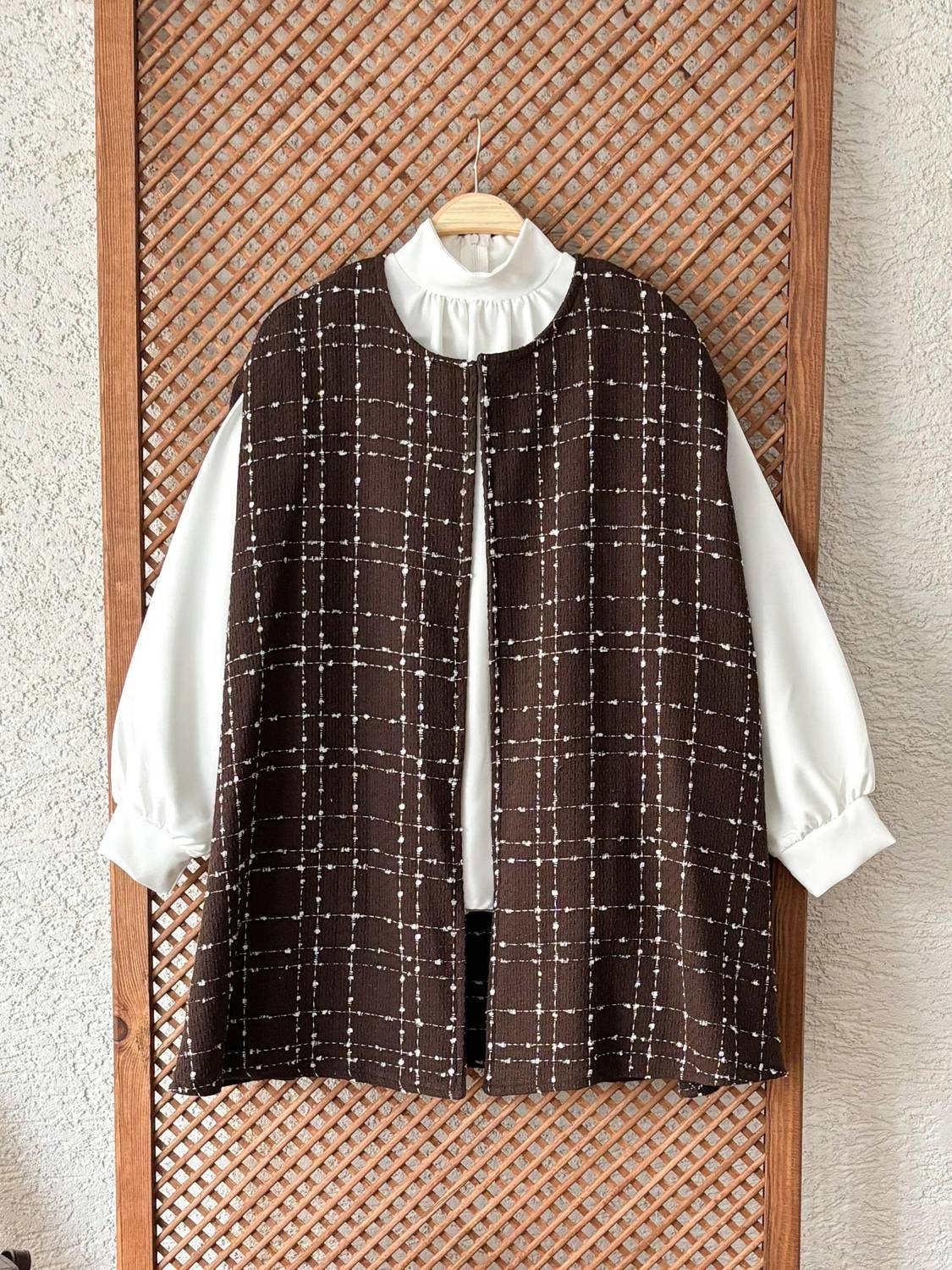 Brown Tweed Poncho