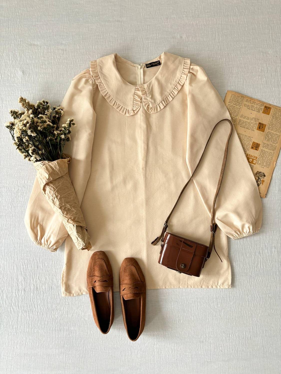 Кремовая туника из поплина, 100% хлопок, размер S/36, длина 80 см, не просвечивает, подходит для стирки в ручном режиме