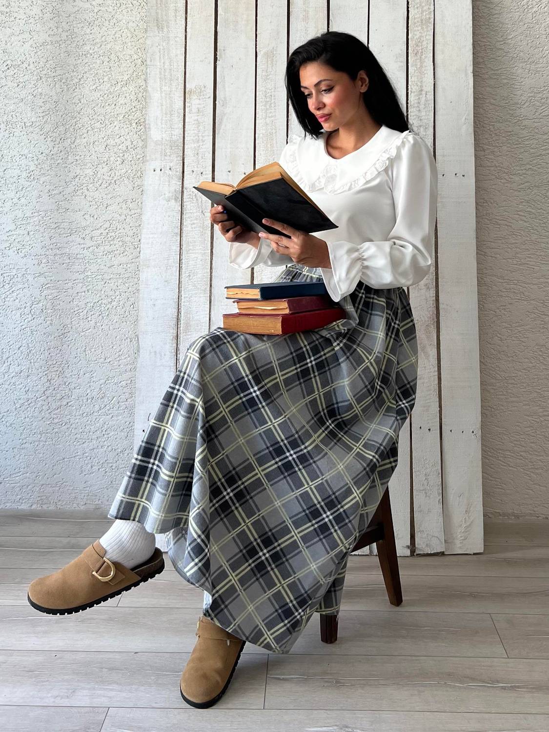 Gri Ekose Kloş Etek