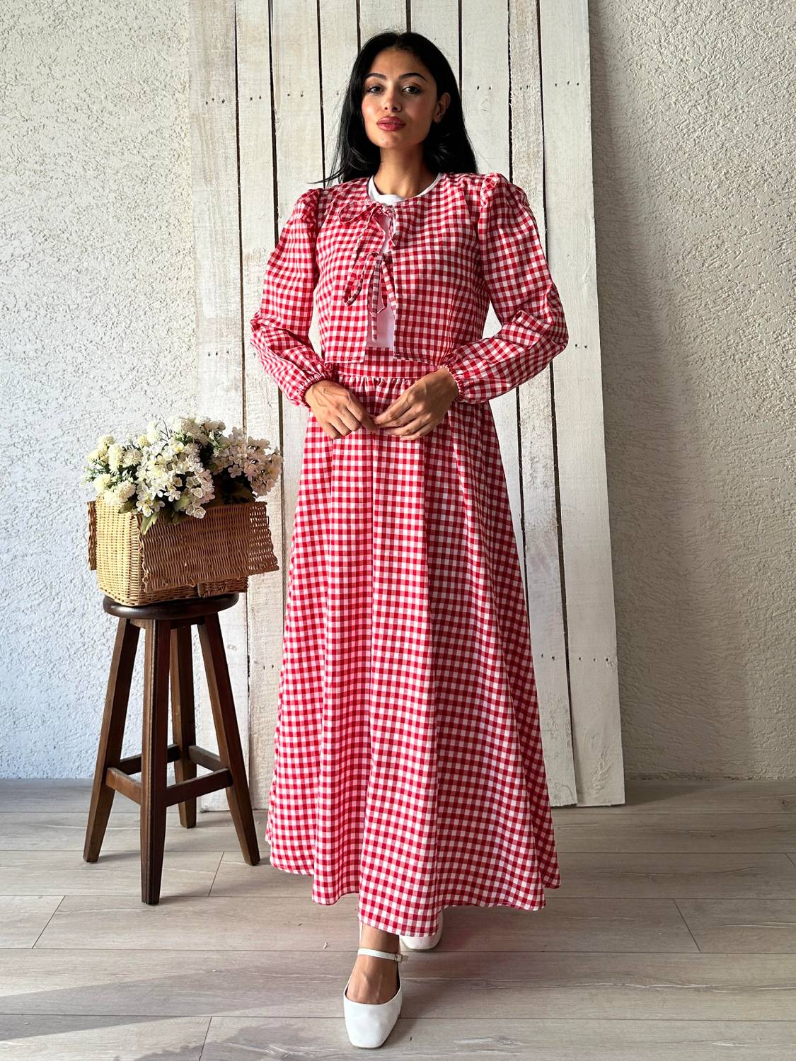 Kırmızı Pötikare Etek-Bluz (2 Li Takım)