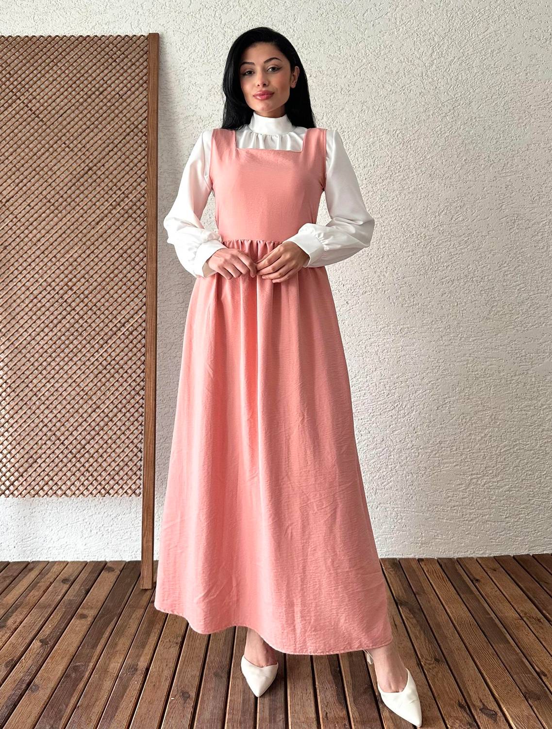 Viscose Powder Dress, 135cm Length, Soft Cotton Fabric, Standard Size (36-40), Ideal for Casual Wear, Easy Care and Maintenance