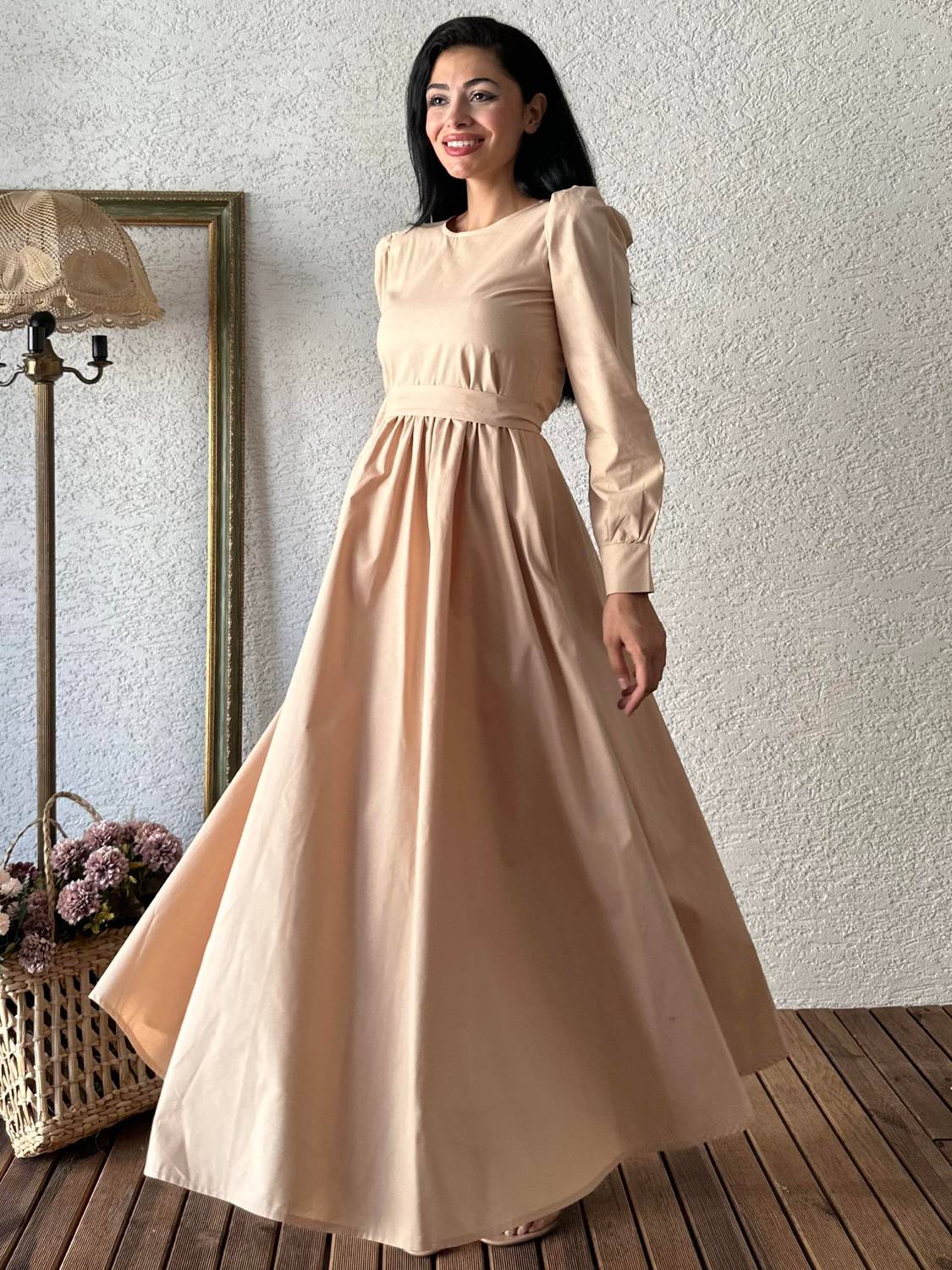 Жіноча сукня кремового кольору з попліну, 100% котон, розміри S-3XL, комфортна, легка в догляді, не просвічує