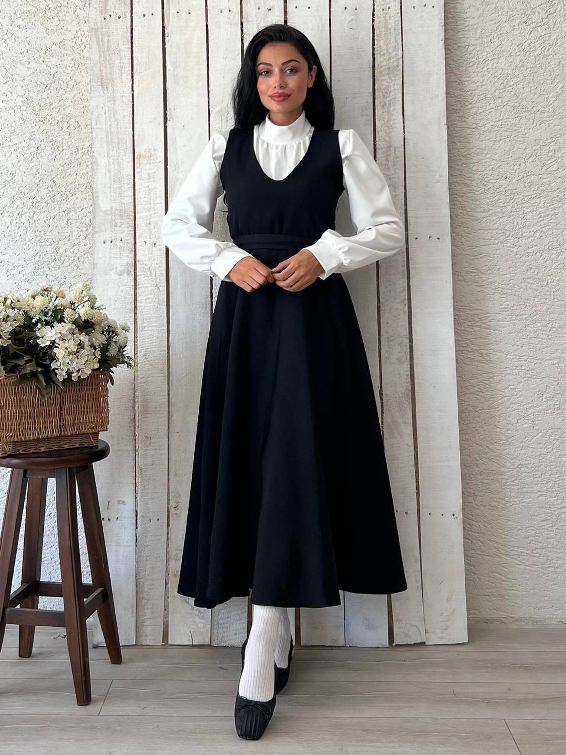 Довге чорне плаття з V-подібним вирізом та білою облямівкою, на замовлення, 2 комплекти, ідеально підходить для жінок, розміри S-L