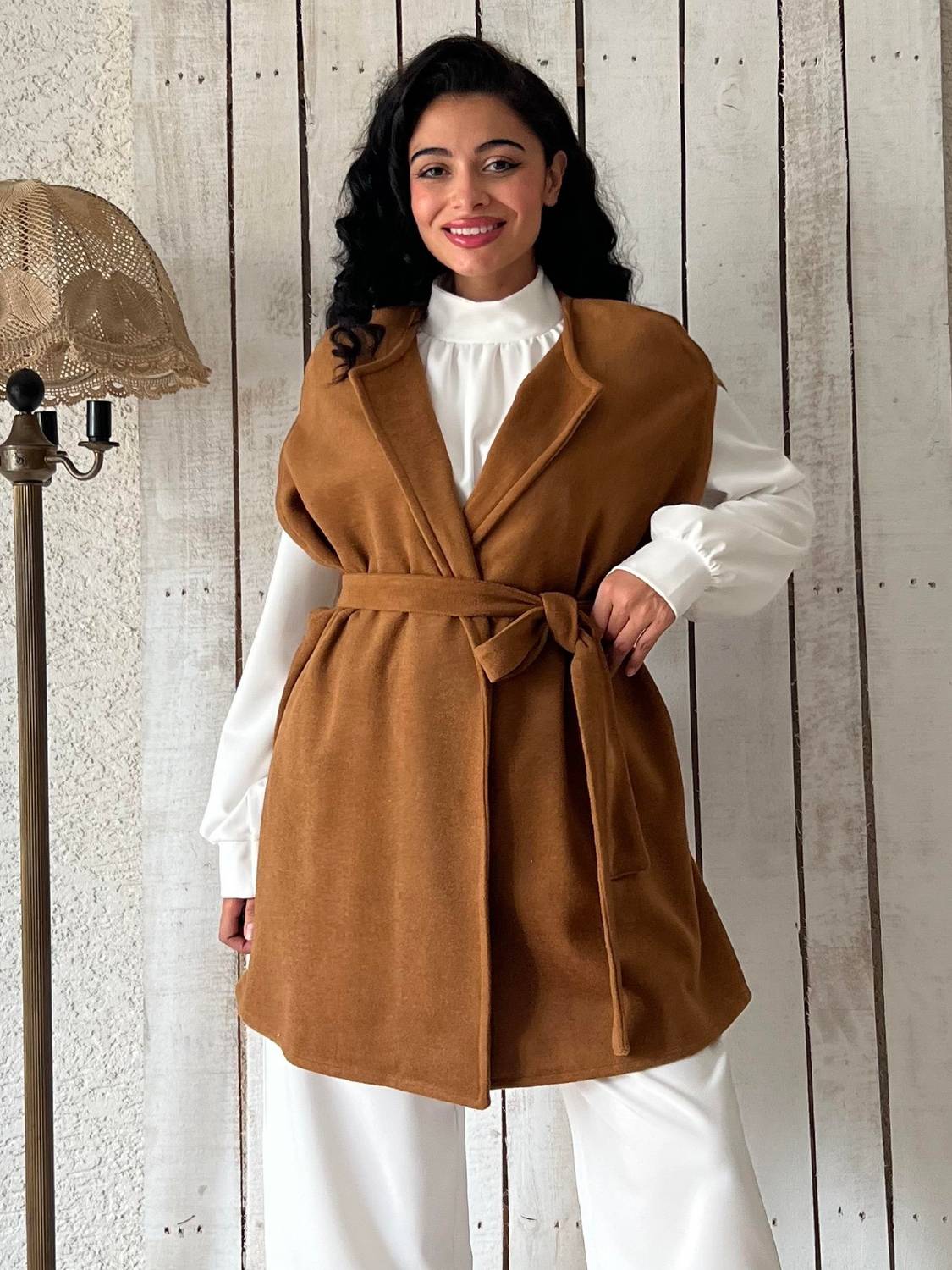 بانشو كاشي كاميل بقصة واسعة من قماش كاشي للملابس ذات مقاس موحد