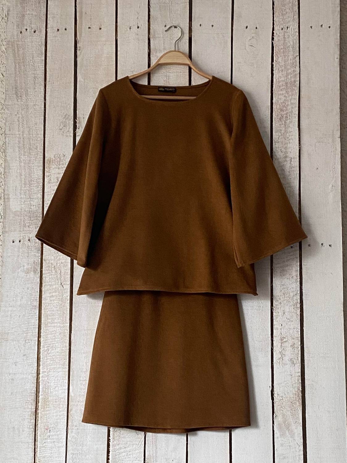 بلوز وتنورة قصيرة بقمصان كشمير للنساء، تصميم فضفاض، مكون من قطعتين، متوفر بمقاسات متعددة