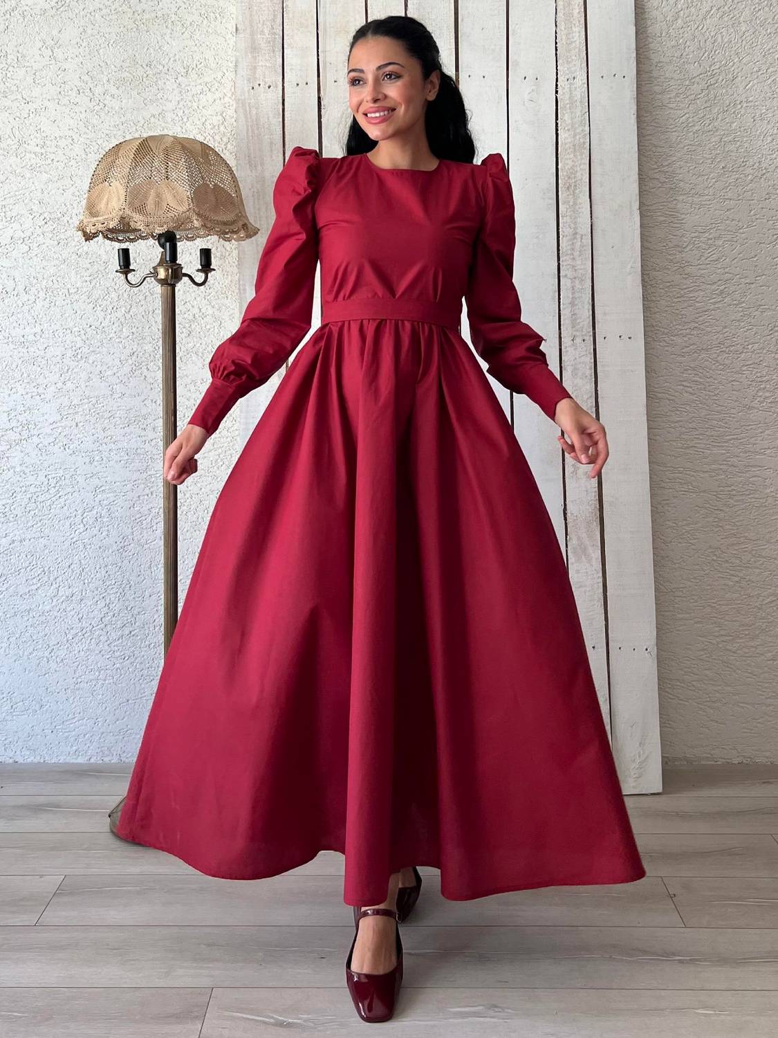 Сукня з попліну бордового кольору для жінок, розмір S-XXXL, 100% бавовна, максимальна температура прасування 150 градусів