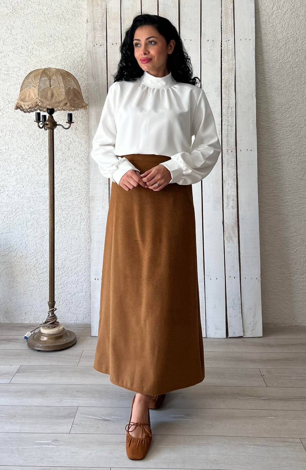 Camel Uzun Kaşe Etek