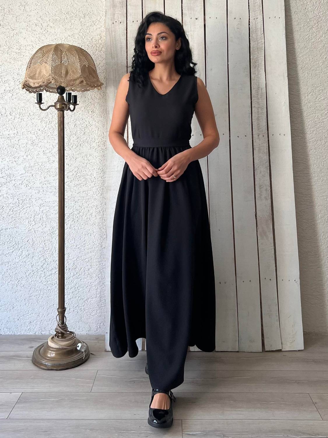 Siyah Krep Jile Elbise