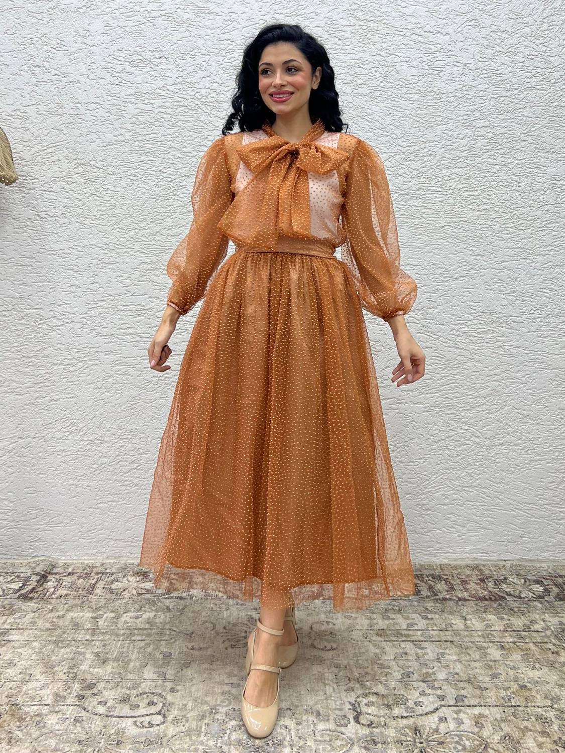 Тюлева спідниця коричневого кольору з блискучими елементами, для жінок, легка та елегантна, розміри 36-42, комфортна у носінні