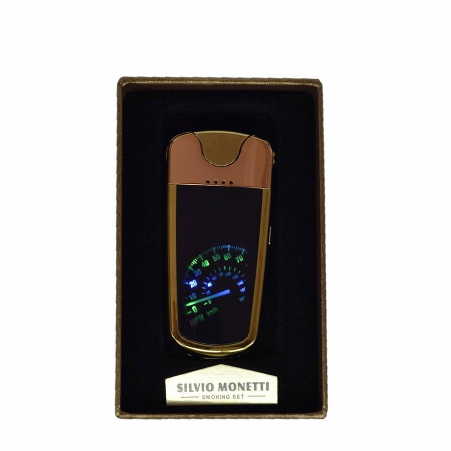 Usb Rechargeable Led Speedometer Electronic Lighter Gold