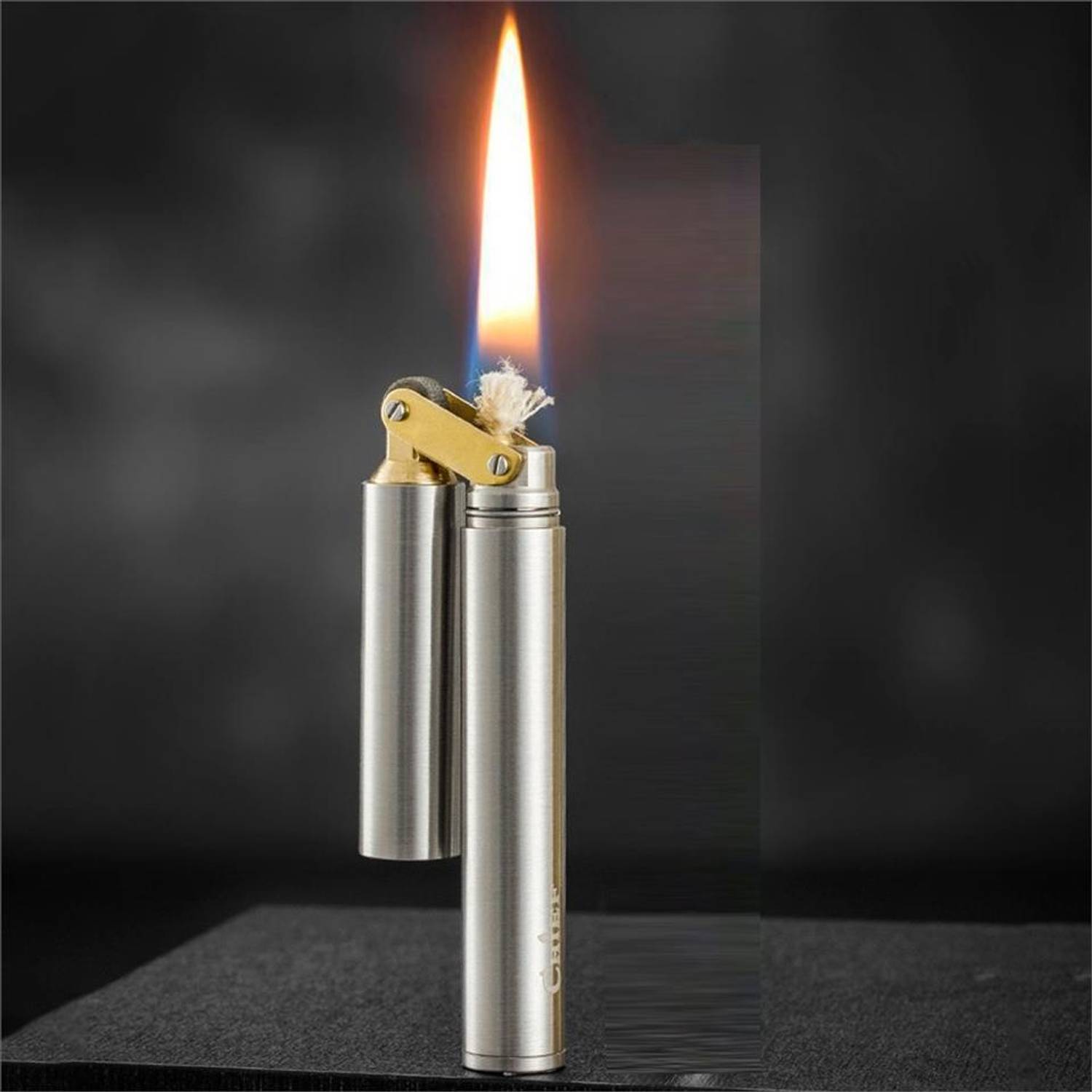 Ultra Slim Petrol Cylinder Lighter Silver