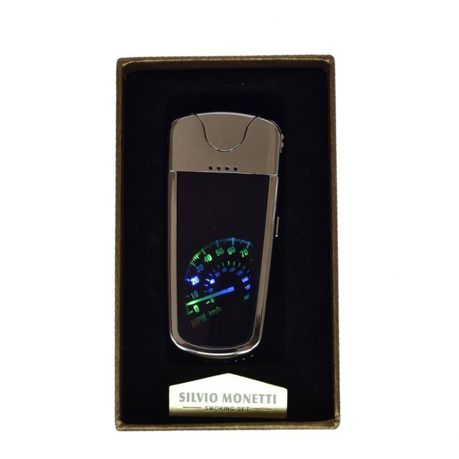 Usb Rechargeable Led Speedometer Electronic Lighter Silver