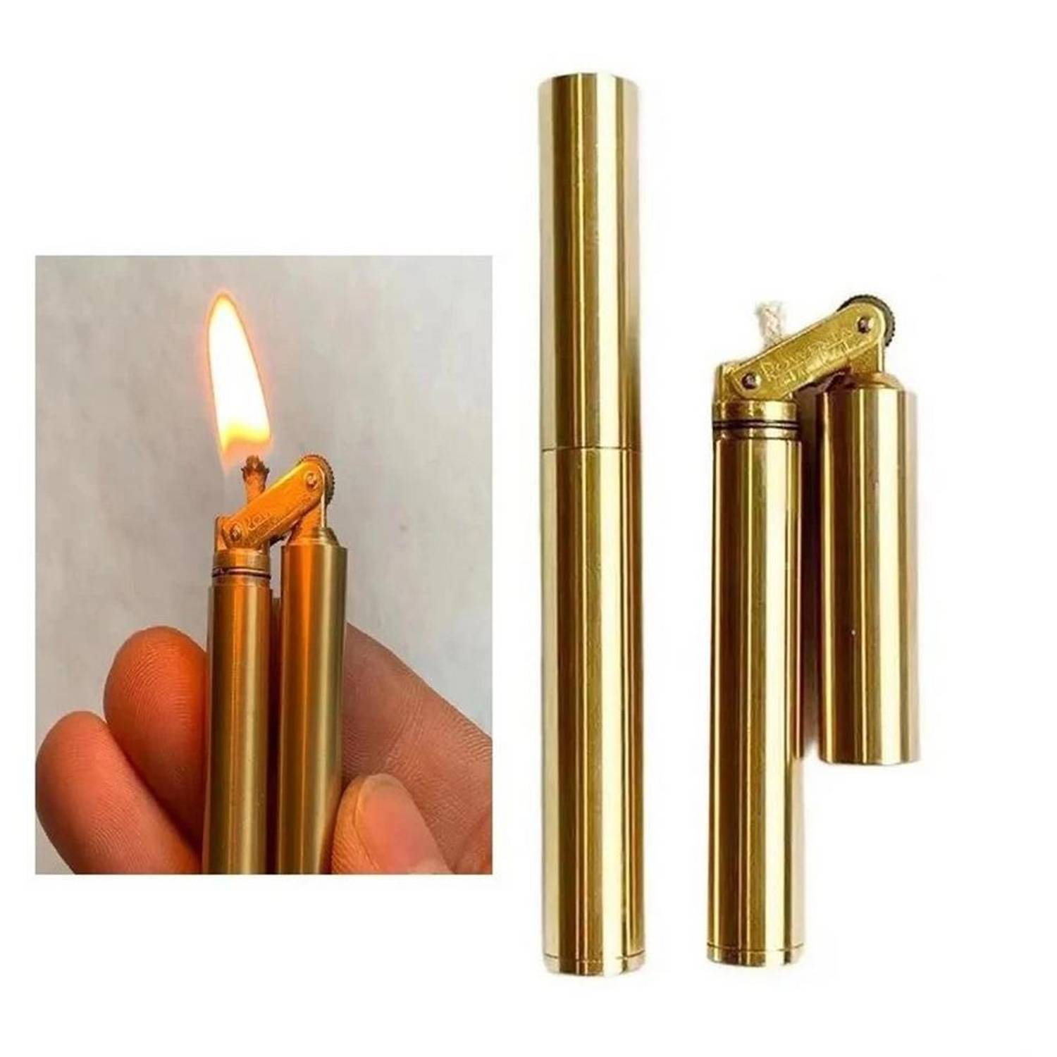 Ultra Slim Gasoline Cylinder Lighter Gold