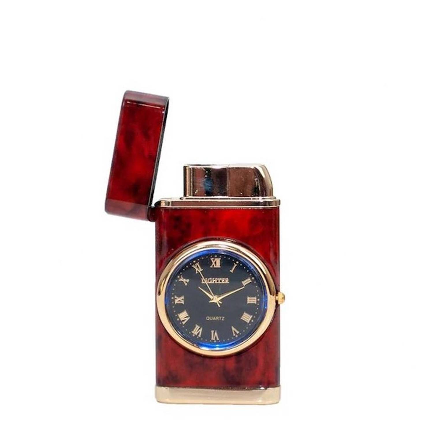 Quartz Clock Torch Jet Lighter Red