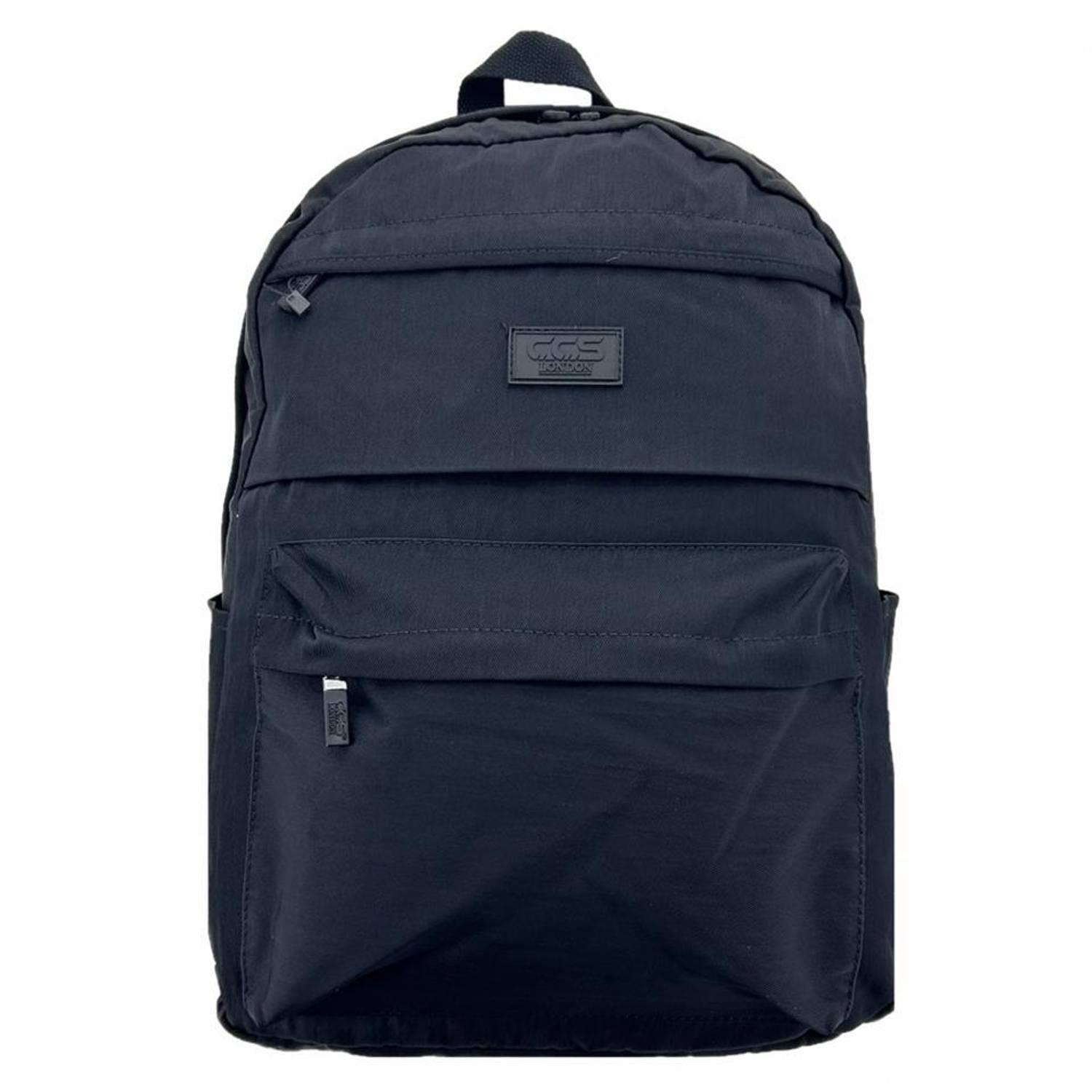 Рюкзак для школи ÇÇS London 17281, чорний, з регульованими лямками, 1 основний відділ, 3 відкриті кишені, 2 кишені на блискавці, розмір 28х40х12 см