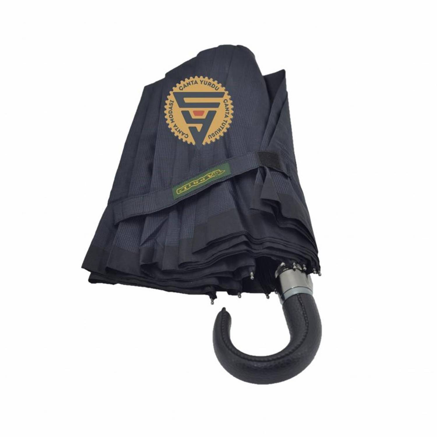 Коротка чорна складна парасолька April A-228G Elite з 10 спицями, водонепроникна, з ручкою з гуми, діаметр у відкритому стані 95 см