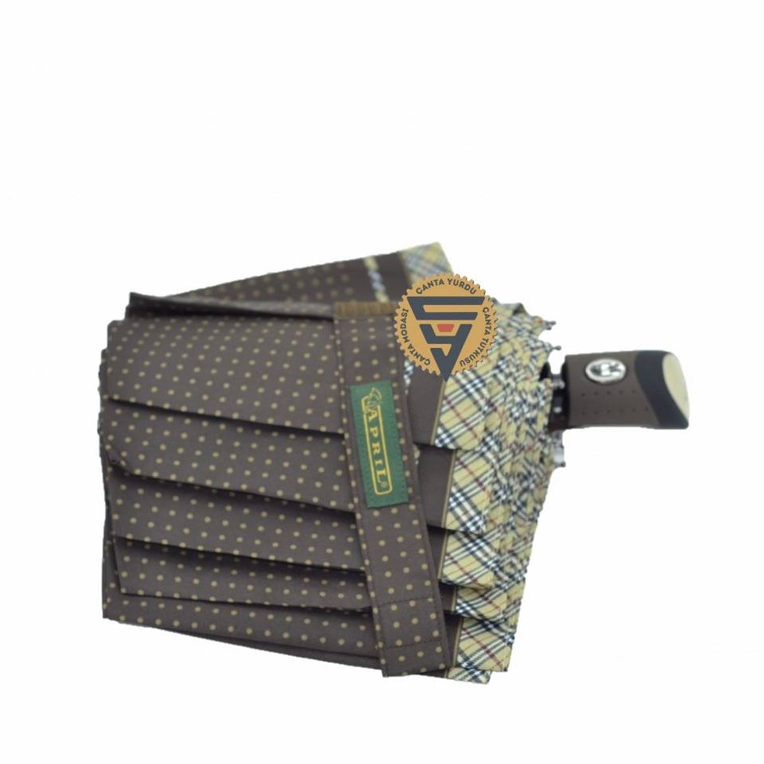 April A-217L Women's Fully Automatic Umbrella Polka Dot Brown