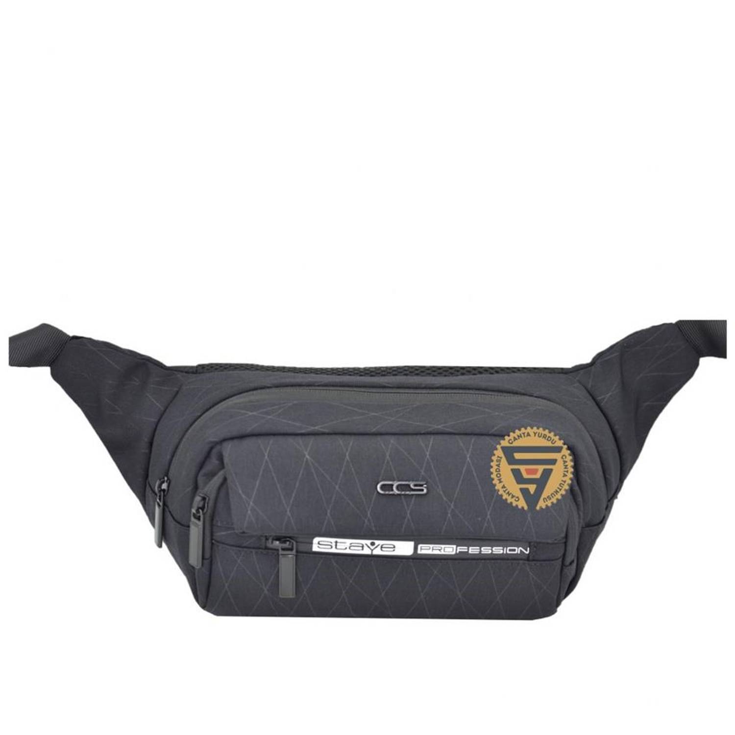 Чоловіча водонепроникна поясна сумка ЧС, три кишені, кишеня для телефону, чорна, розміри 27 x 17,5 x 8 см