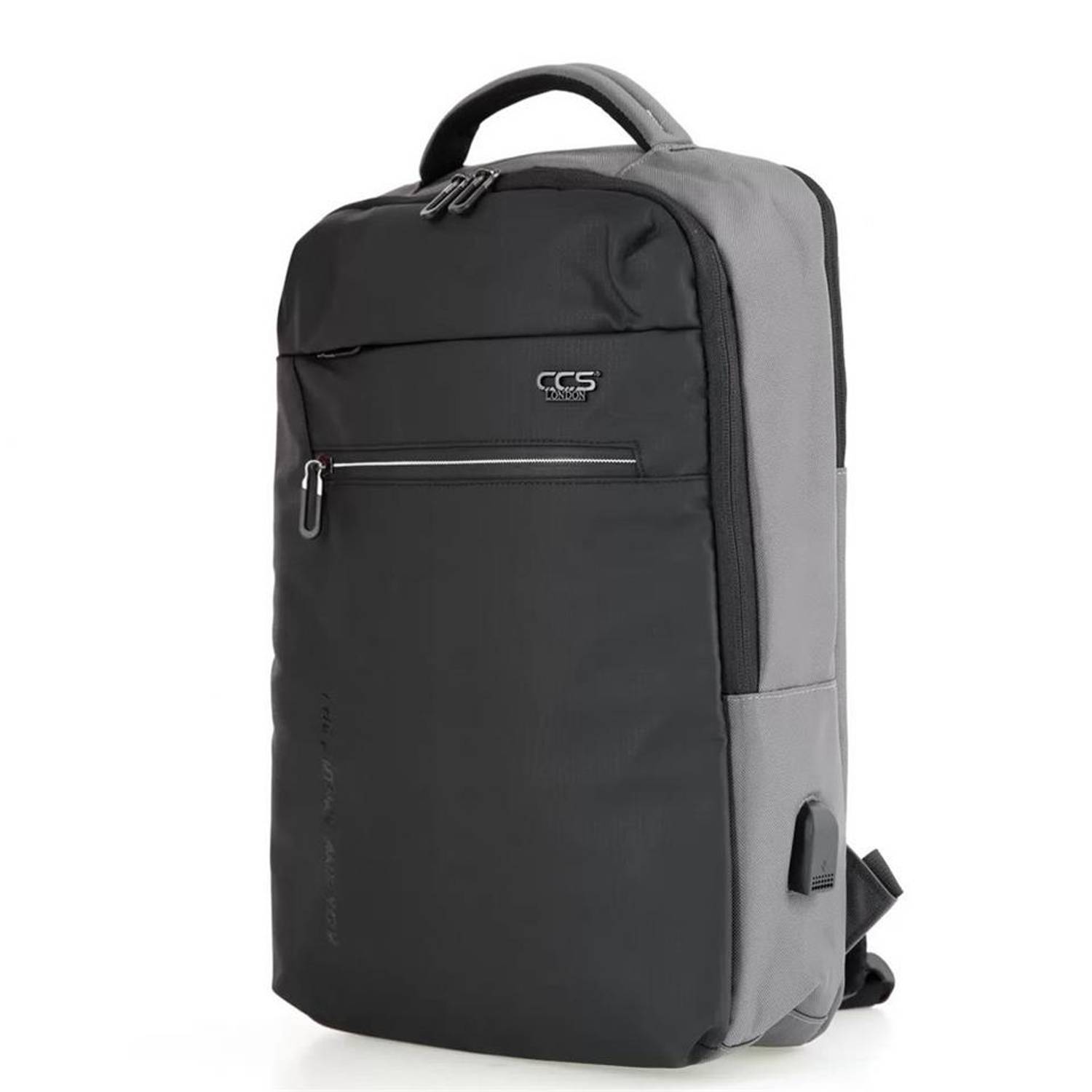 Рюкзак ЧЧС 51395 чорний, 2 основних відділення, 3 відкритих кишені, USB-підключення, polyester, 22x42x10 см