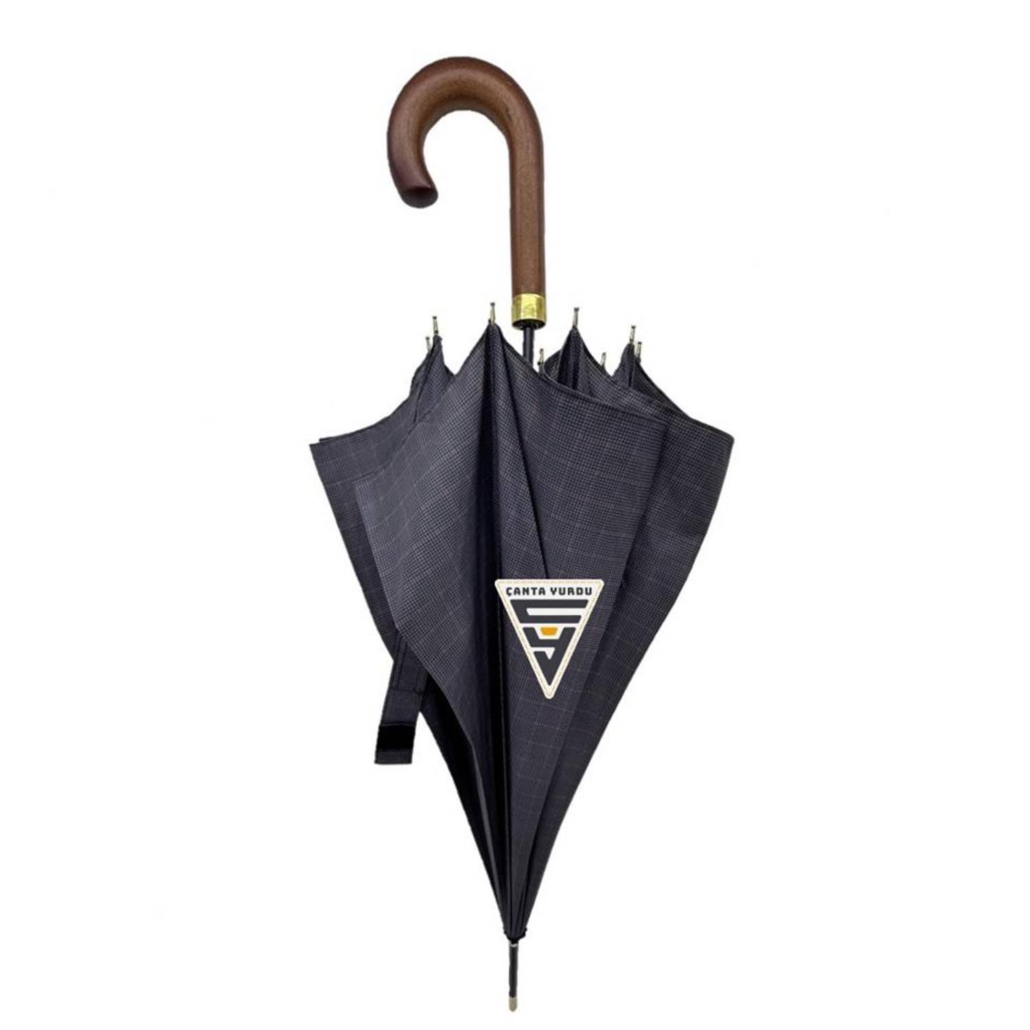 April A-213G 10 Telli G1 Baston Sap Şemsiye Ekose Siyah