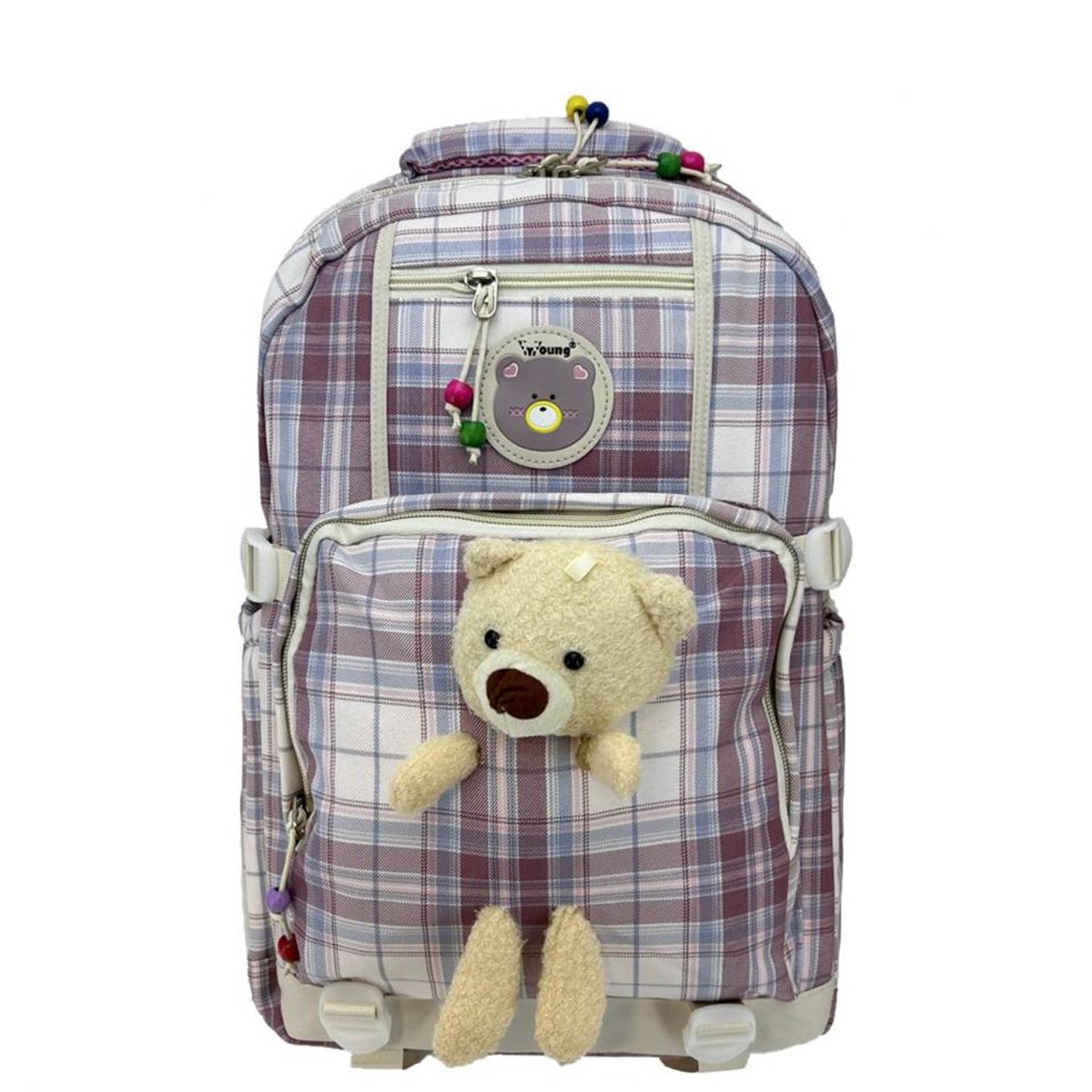 Рюкзак Young 51693 з ведмедиком, 45x35x15 см, об'єм 15 л, регульовані лямки, два передні кишені, відділення для ноутбука, колір рожевий