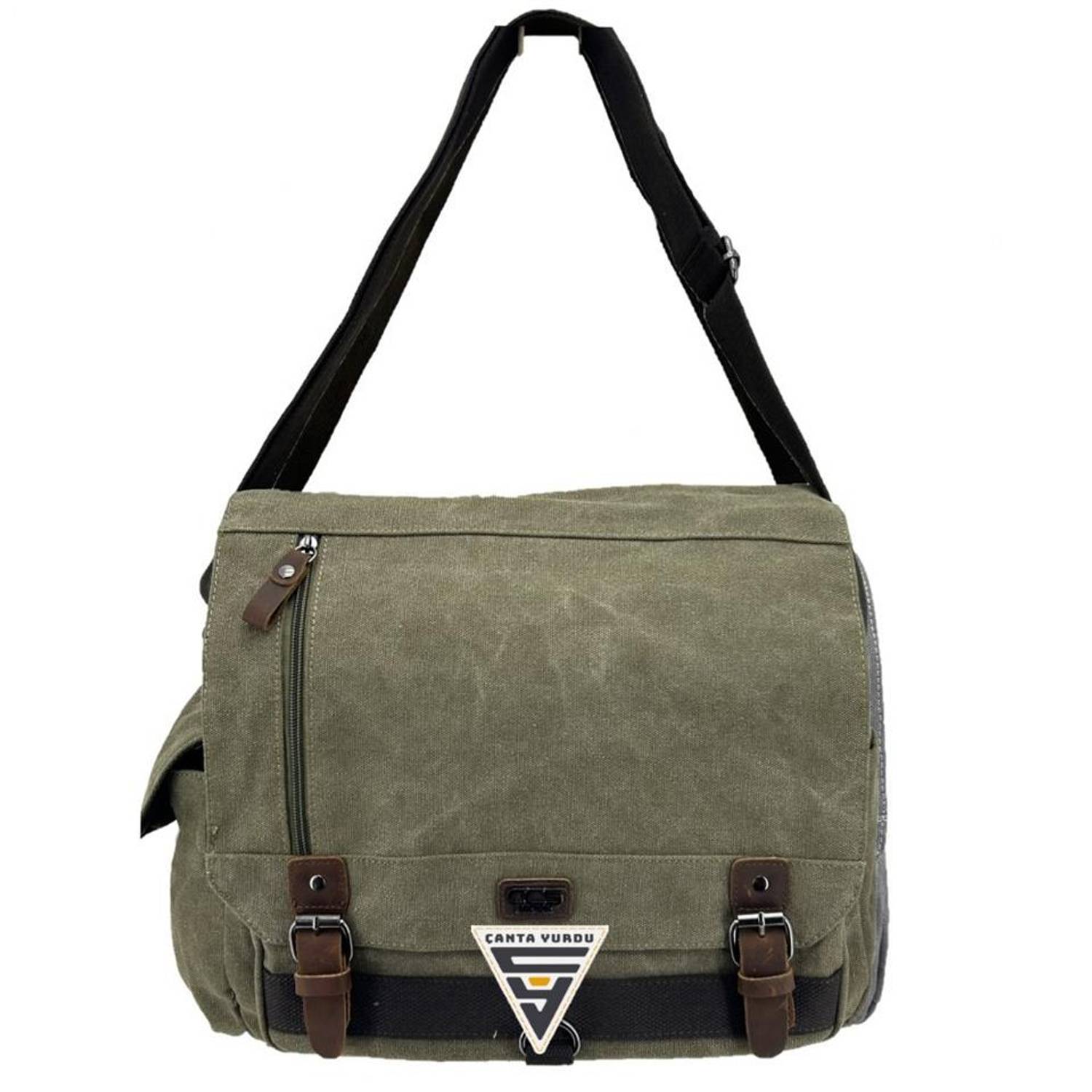 Ççs London 31466 Postman Briefcase with Shoulder Strap Green