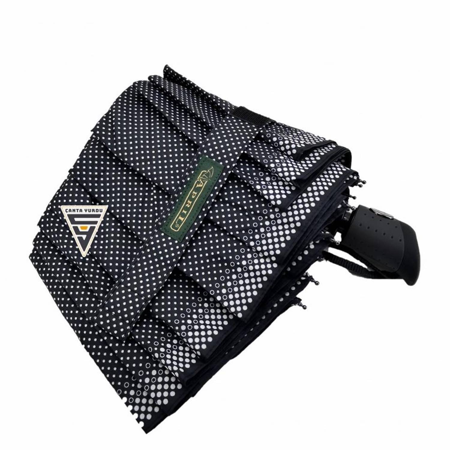 Дамский автоматический зонт Snotline A-217L черный в горошек, 10 спиц, компактный, прочный, водоотталкивающий, легко открывается одной кнопкой