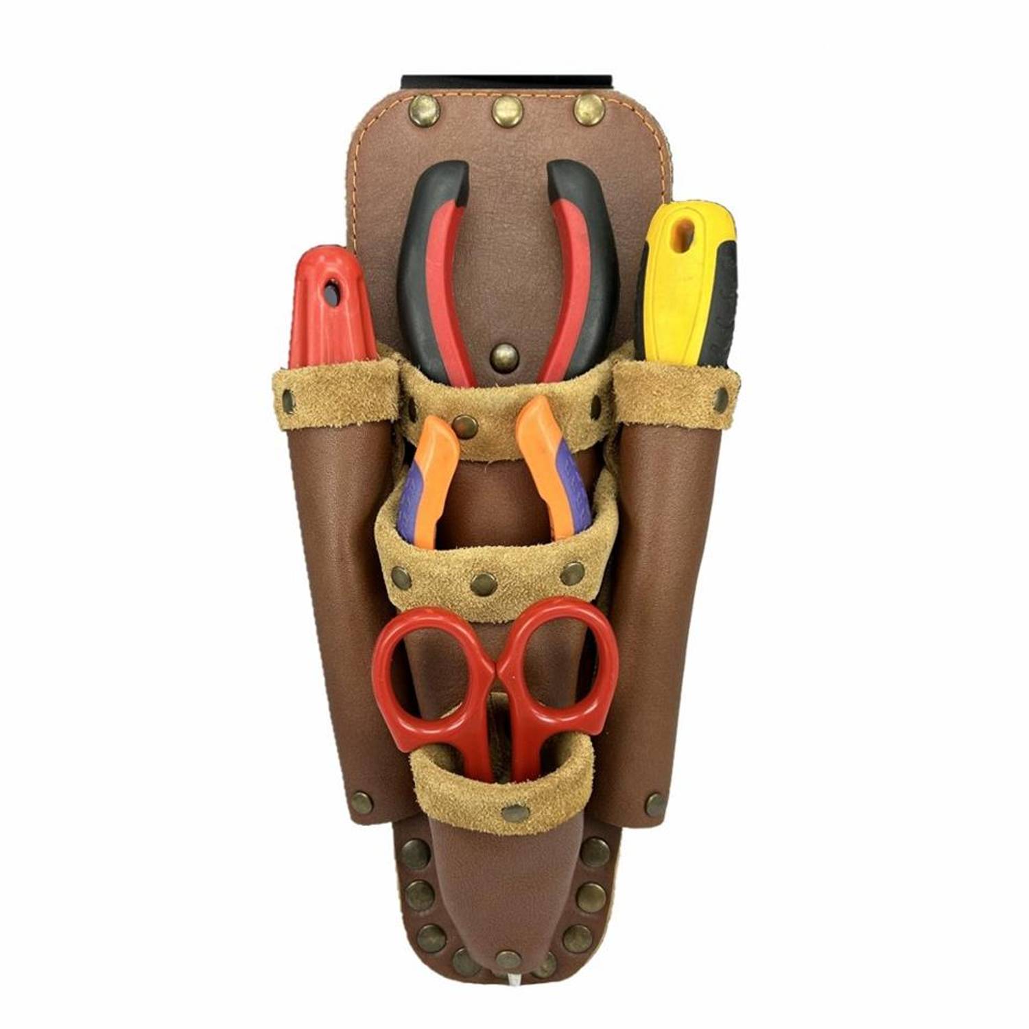 Кожаная сумка для инструментов CA103, коричневая, идеальна для электриков и механиков, с крепкой отделкой и удобным креплением на пояс