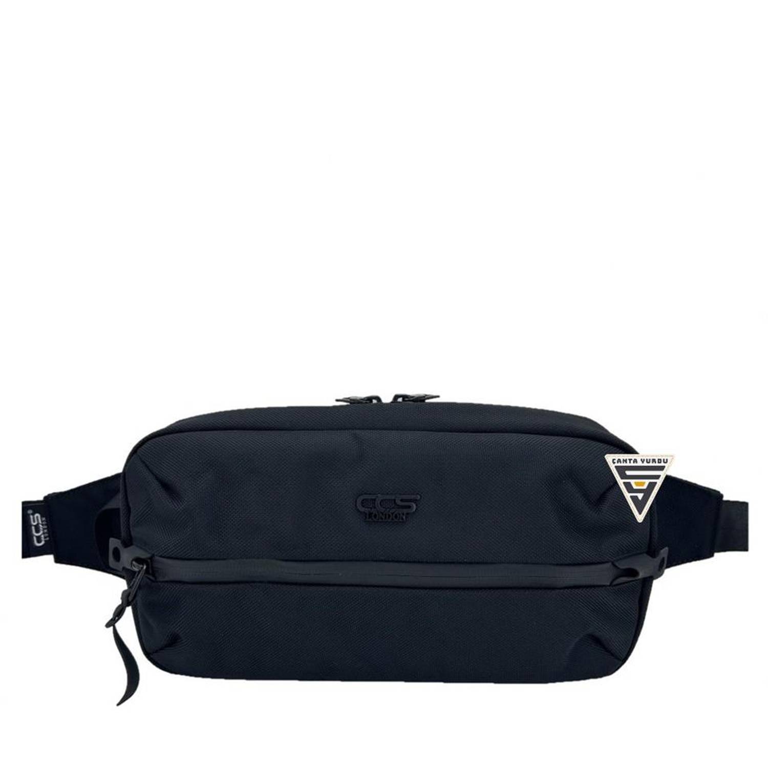 Сумка на пояс ÇÇS London 31417 XL черного цвета, размер 29x15x6 см, 1 карман с молнией спереди, 2 кармана внутри и 1 сзади, регулируемый ремень