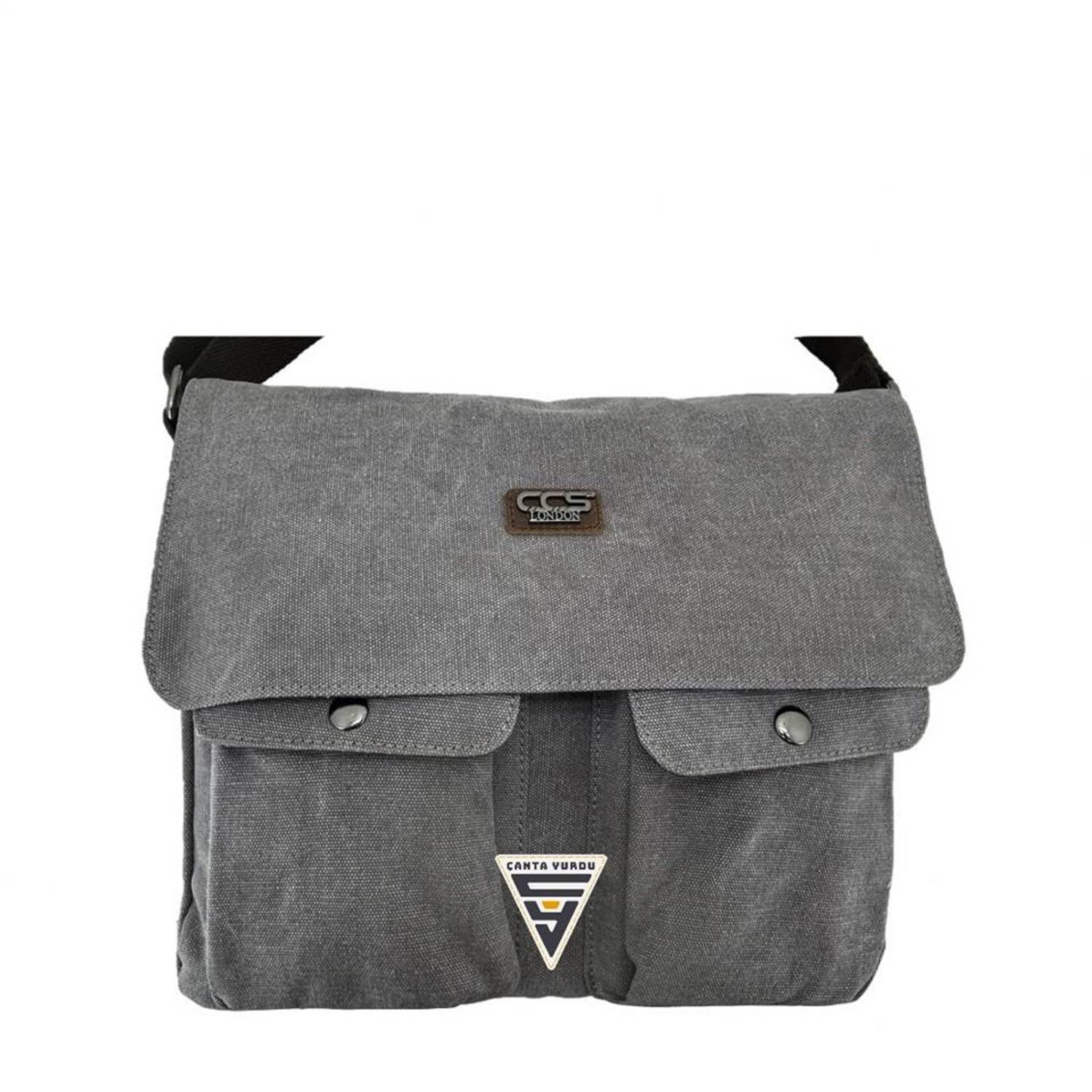 Ççs London 31469 Kanvas Postacı Omuz Çanta Gri