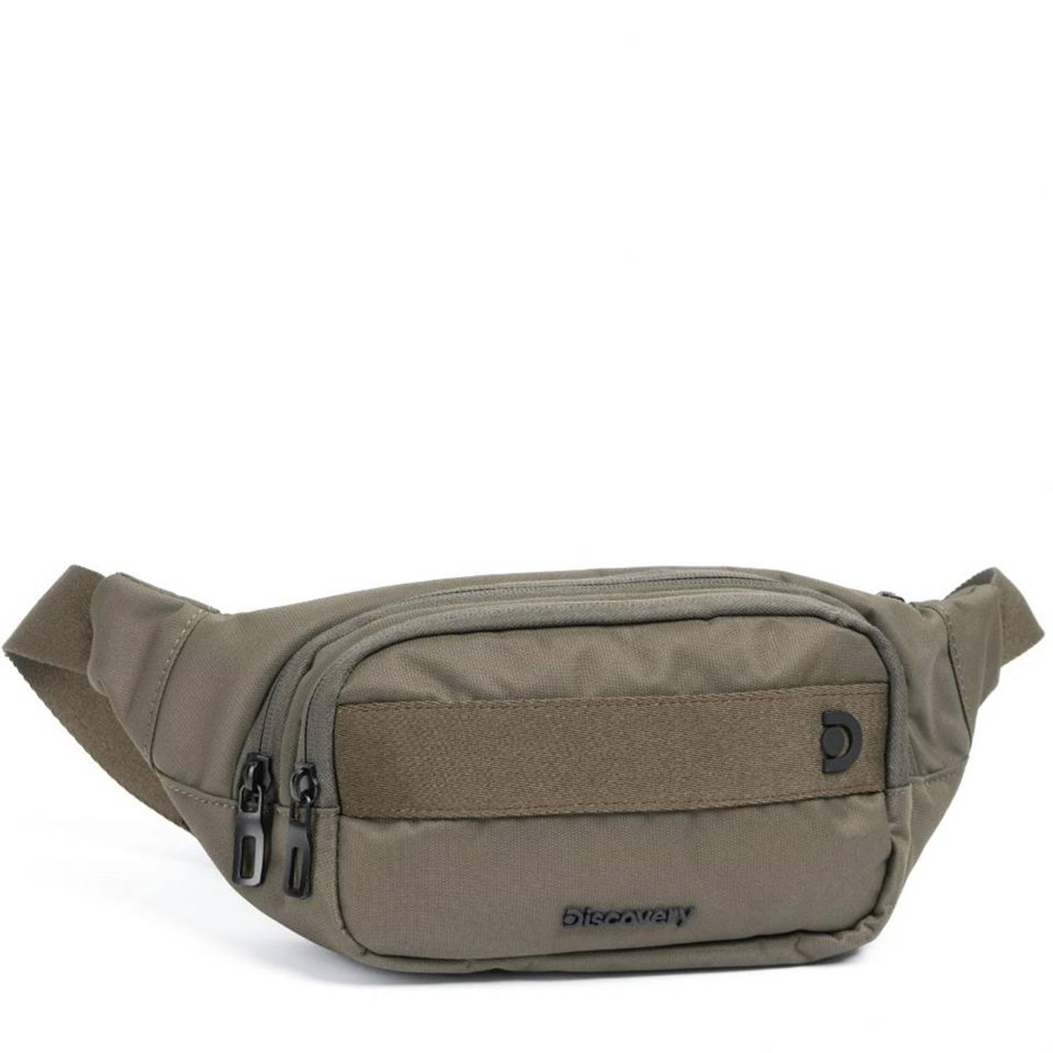 حقيبة خصر ديسكفري D00920 بلون هكي مزودة بجيوب متعددة وتصميم قابل للتعديل بمساحة واسعة 30 سم وارتفاع 12 سم وعمق 5 سم