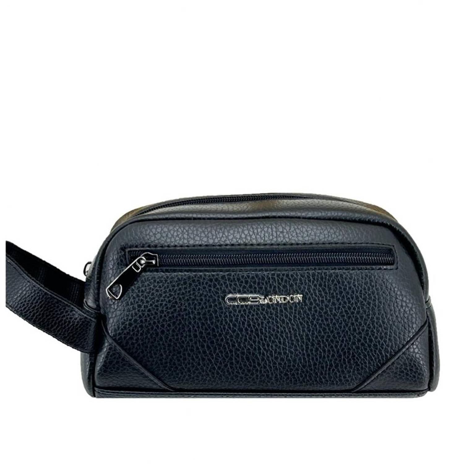 Чоловіча дорожня косметичка Ççs London 31503 з веганської шкіри, чорна, з одним відділенням, для засобів для гоління і гігієни