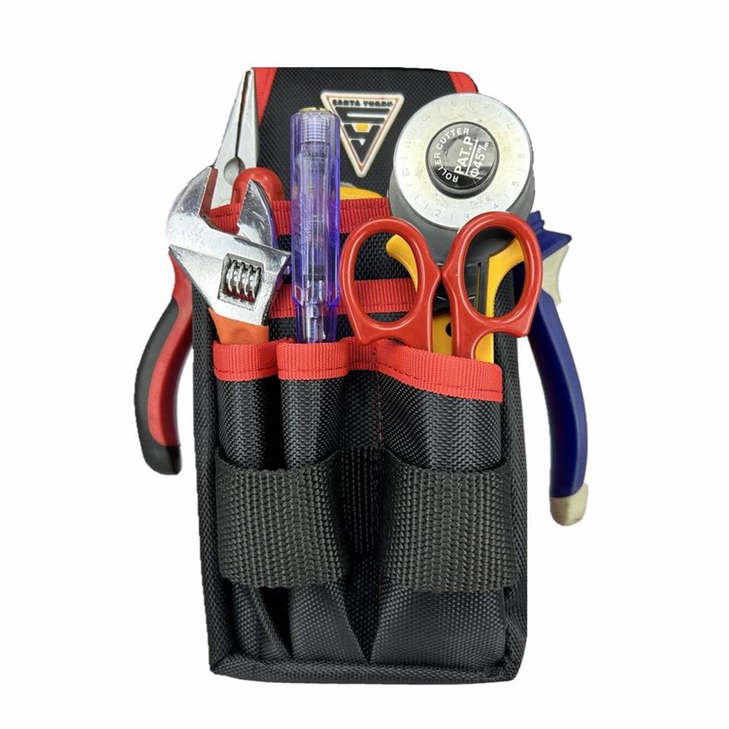 Черная поясная сумка для инструментов электрика с карманами из прочного оксфордского материала, компактная и удобная в использовании