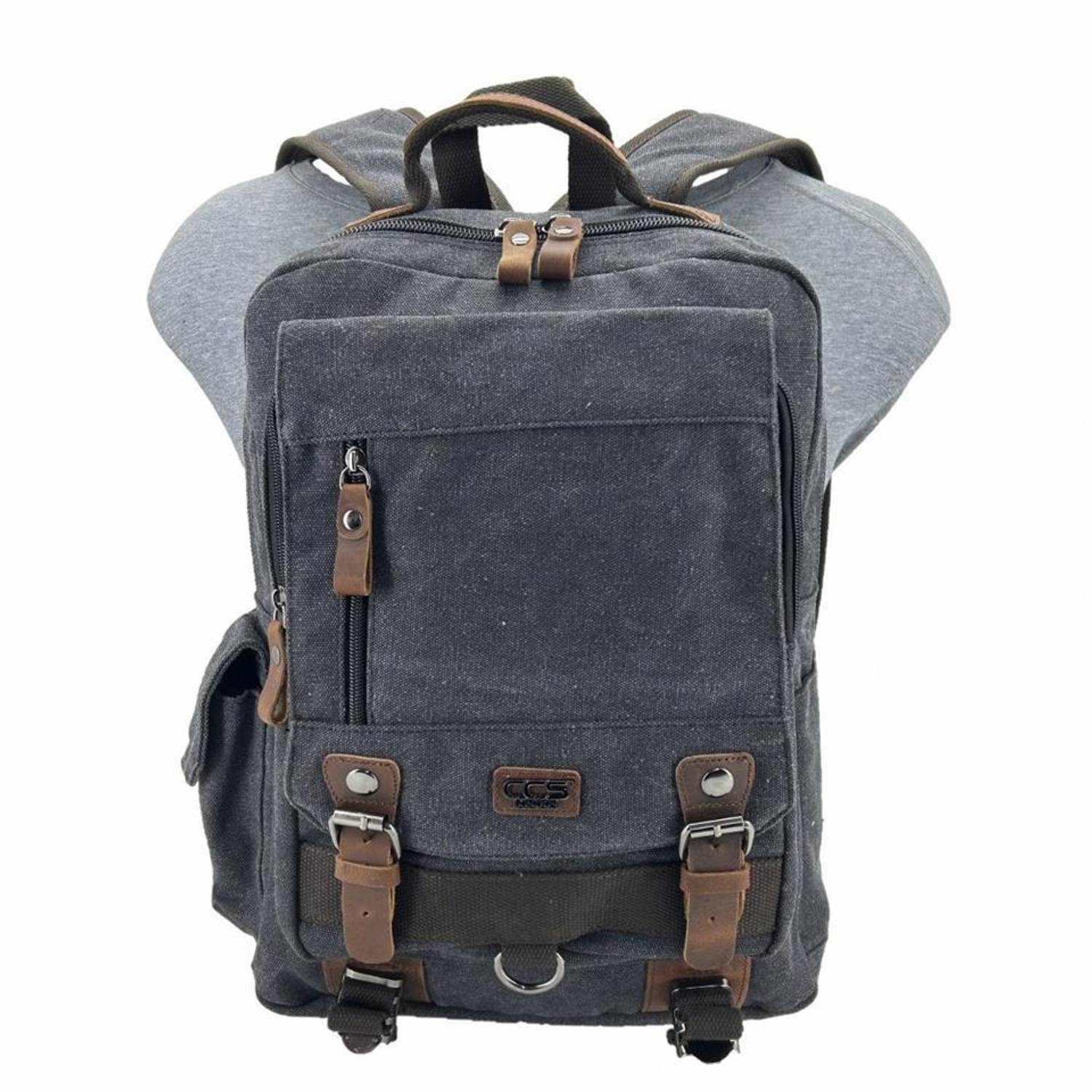 Рюкзак Ççs London 51565 из канваса черного цвета с регулируемыми плечевыми ремнями, карманами и защитным отсеком для планшета