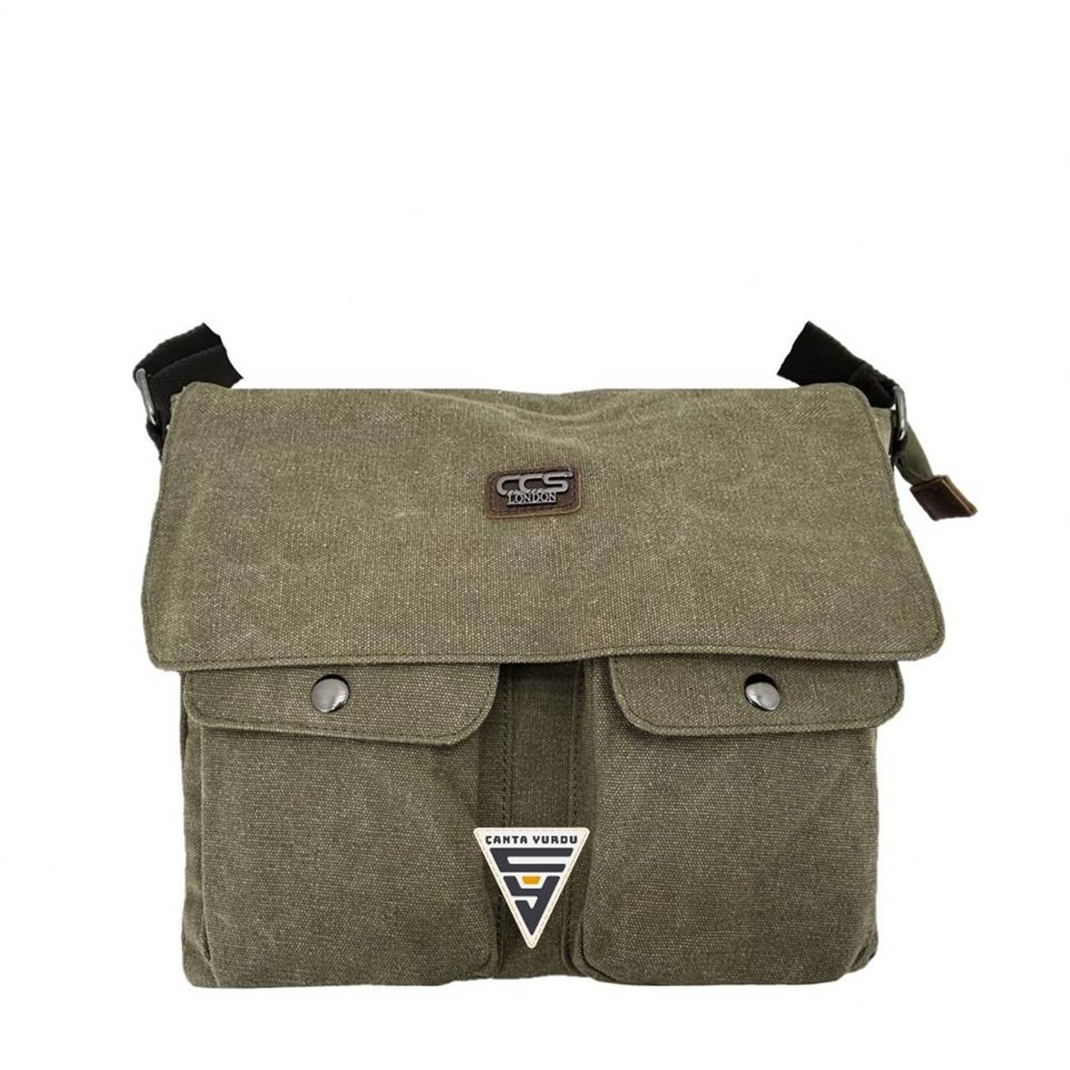 Мужская сумка через плечо Ççs London 31469, размер 33x28x10 см, 1 основное отделение, отделение для ноутбука, магнитная застежка, качественный канвас