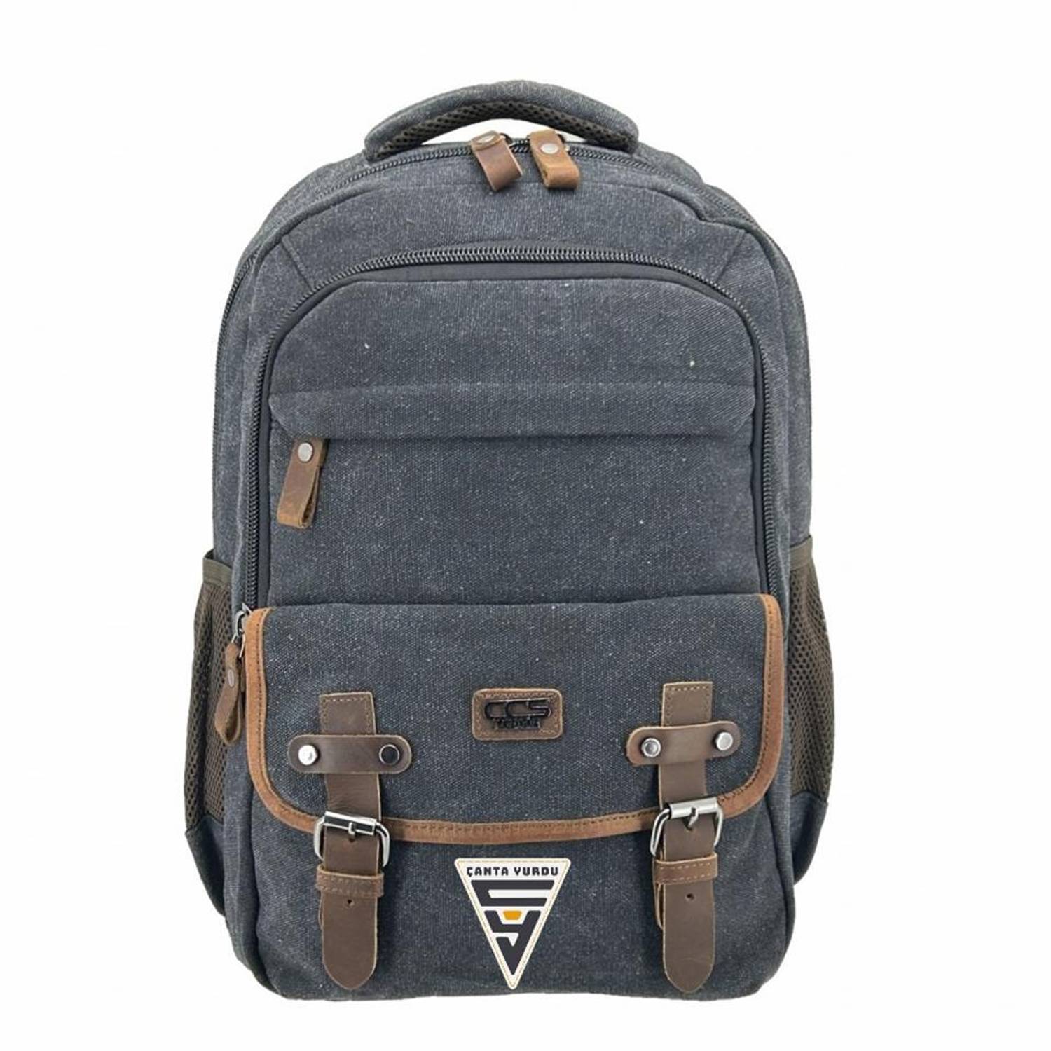 Рюкзак Ççs London 51567 с отделением для ноутбука 15,6 дюйма, черный, водоотталкивающий, с USB выходом, качественный канвас, регулируемые лямки