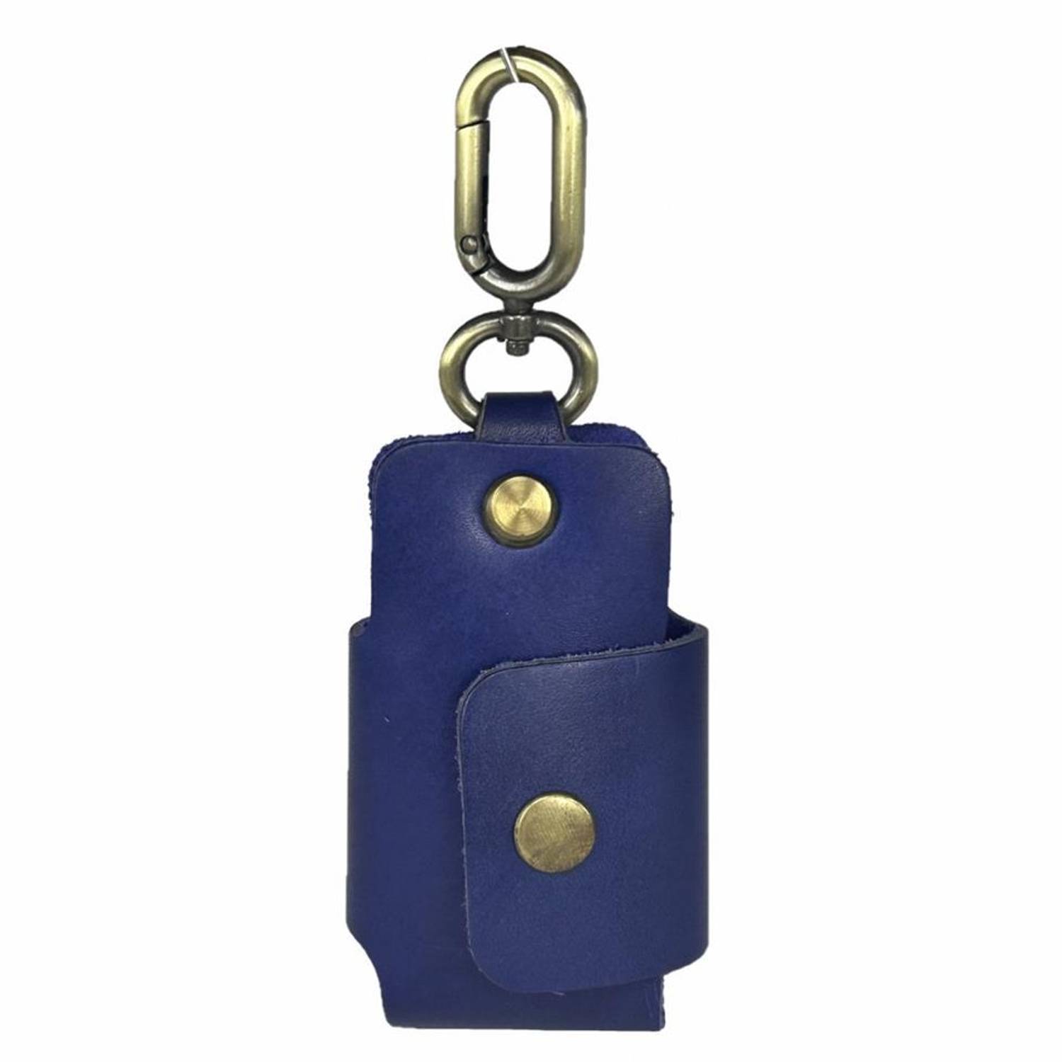 حافظة مفاتيح سيارة جلد طبيعي بالكروشيه الأزرق، سعة 4-5 مفاتيح، مصنوعة من جلد بقري محلي، خالية من المواد الضارة