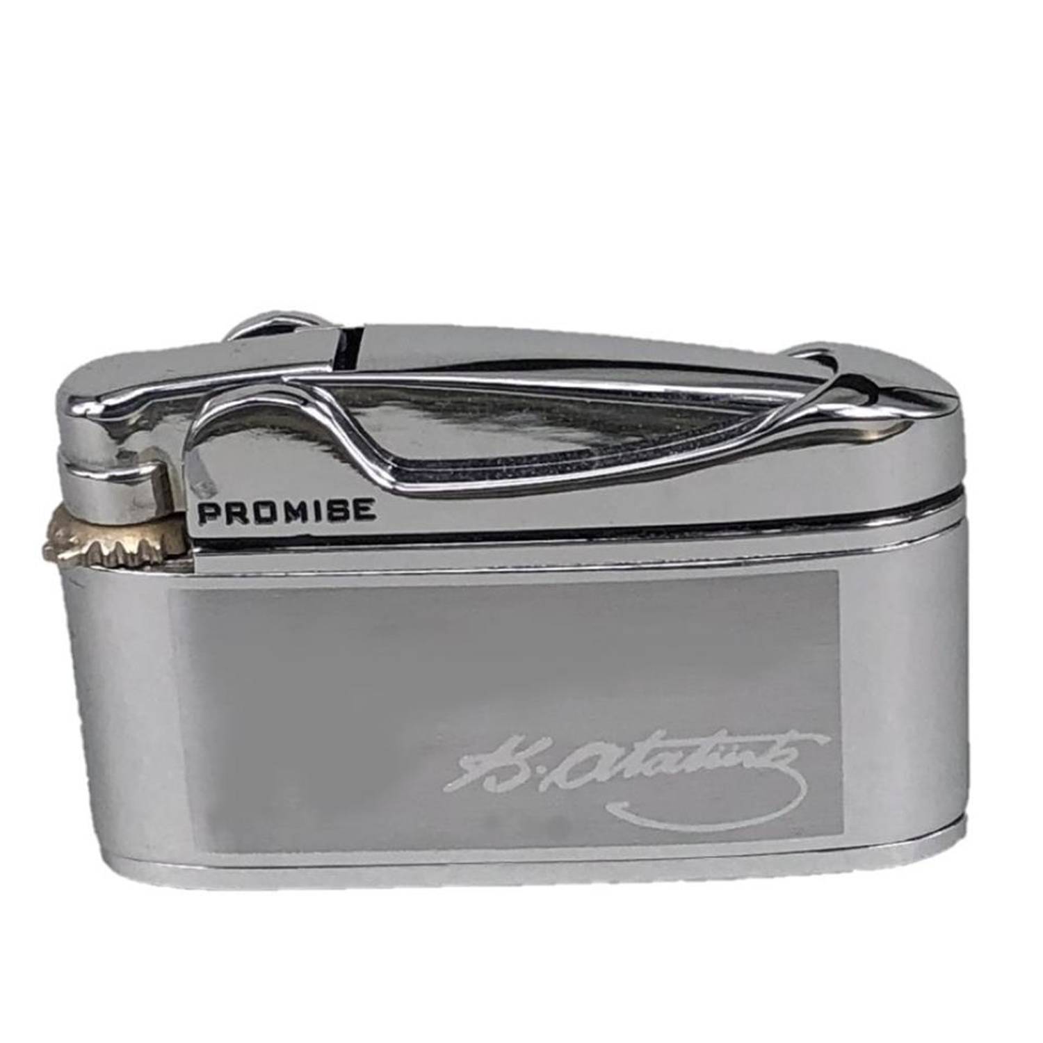 Atatürk İmzalı İbelo Tarz Gazlı Çakmak Gümüş Renk