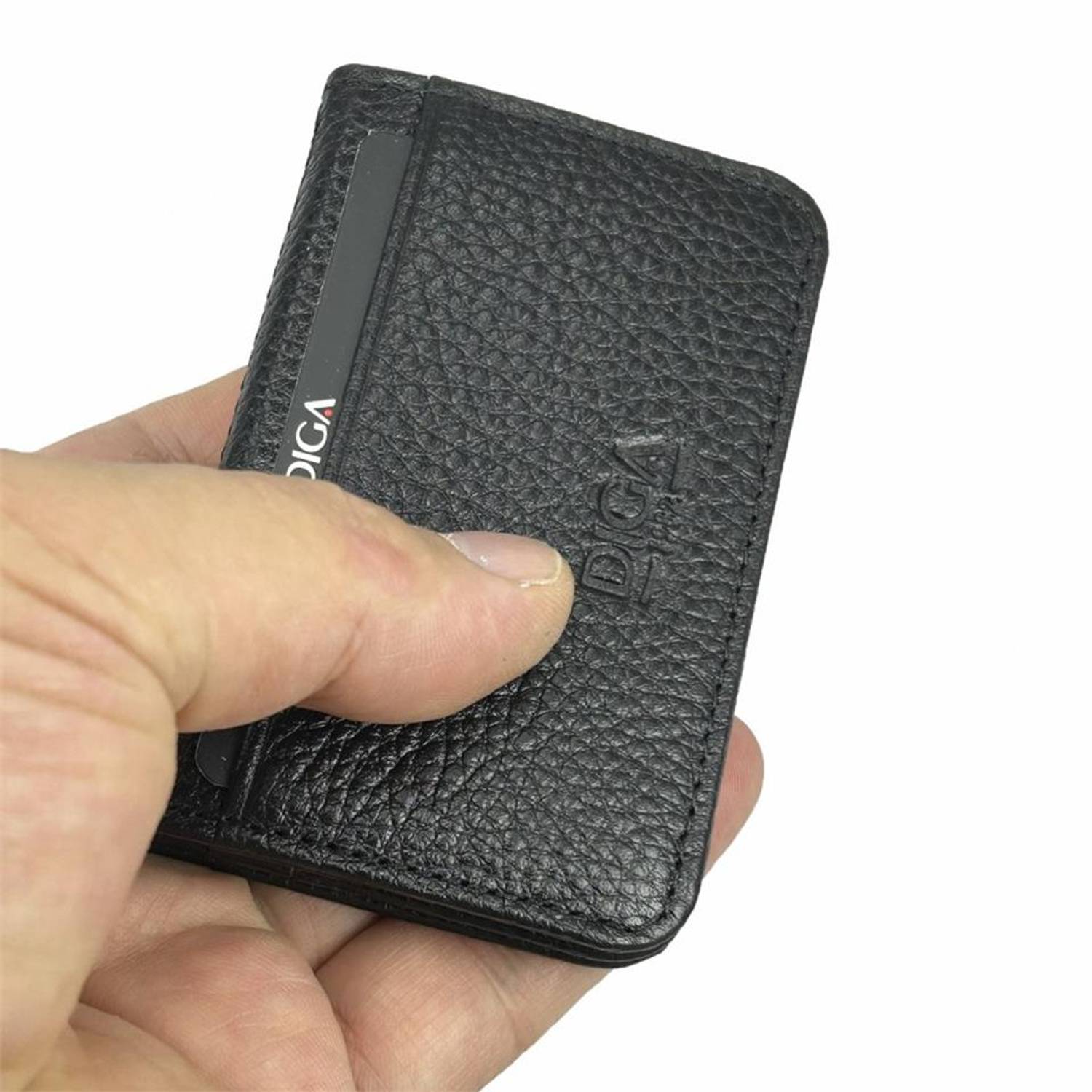 Diga 1169 Hakiki Deri Minimal Kartlık Siyah