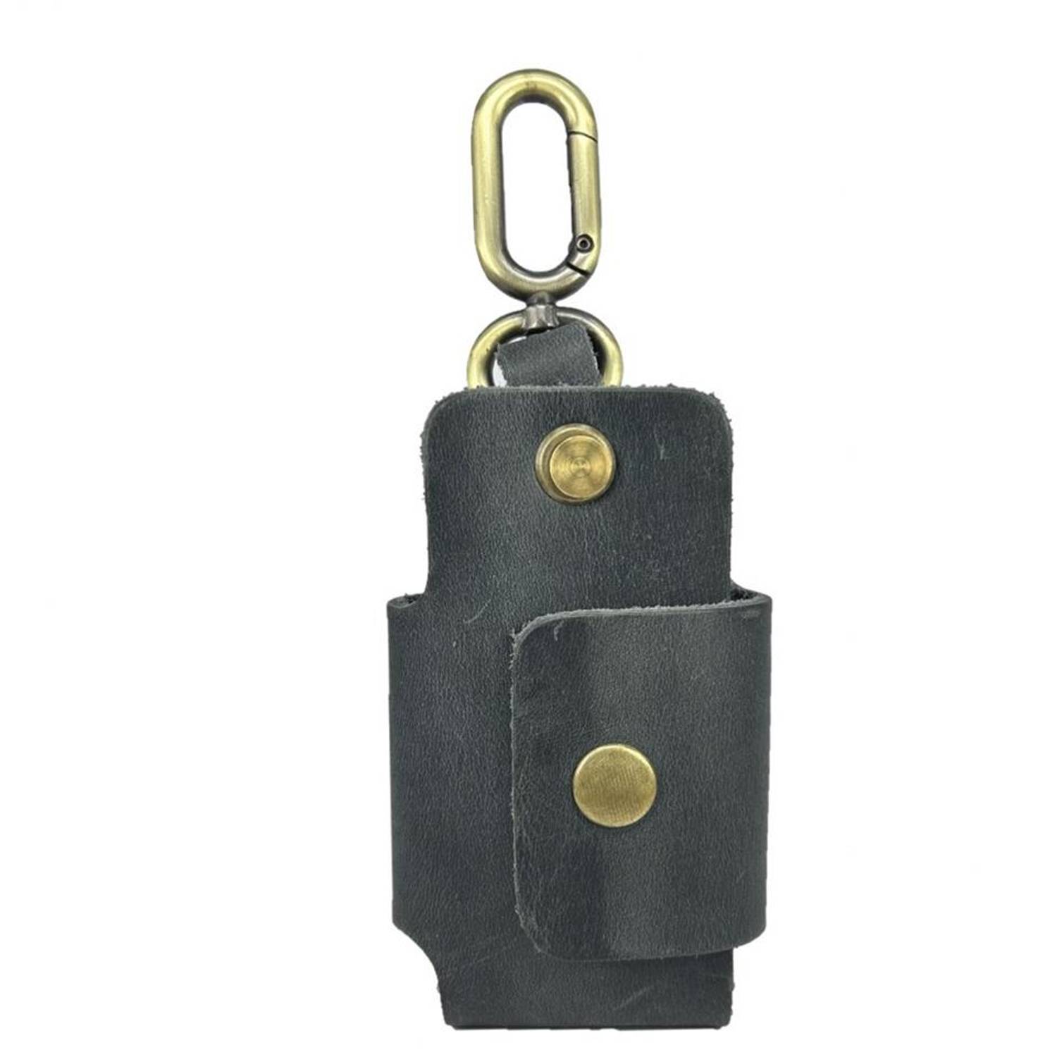 حقيبة مفاتيح سيارة مصنوعة من الجلد الأصلي بلون رمادي تناسب 4-5 مفاتيح مع إمكانية تركيبها بسهولة