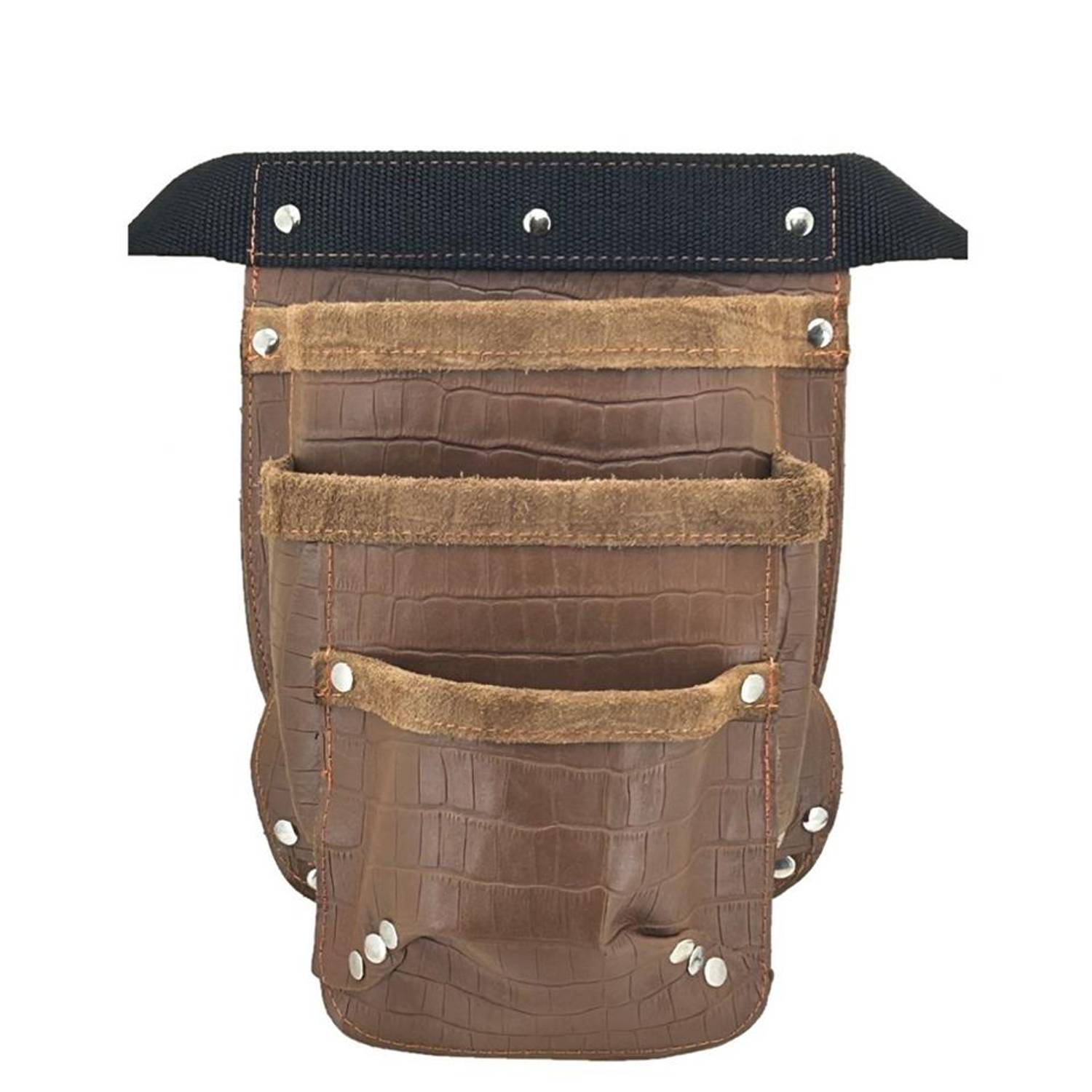 Hakiki Deri Kroko Cepli Tekniker Çivi Önlüğü Bel Çantası Taba