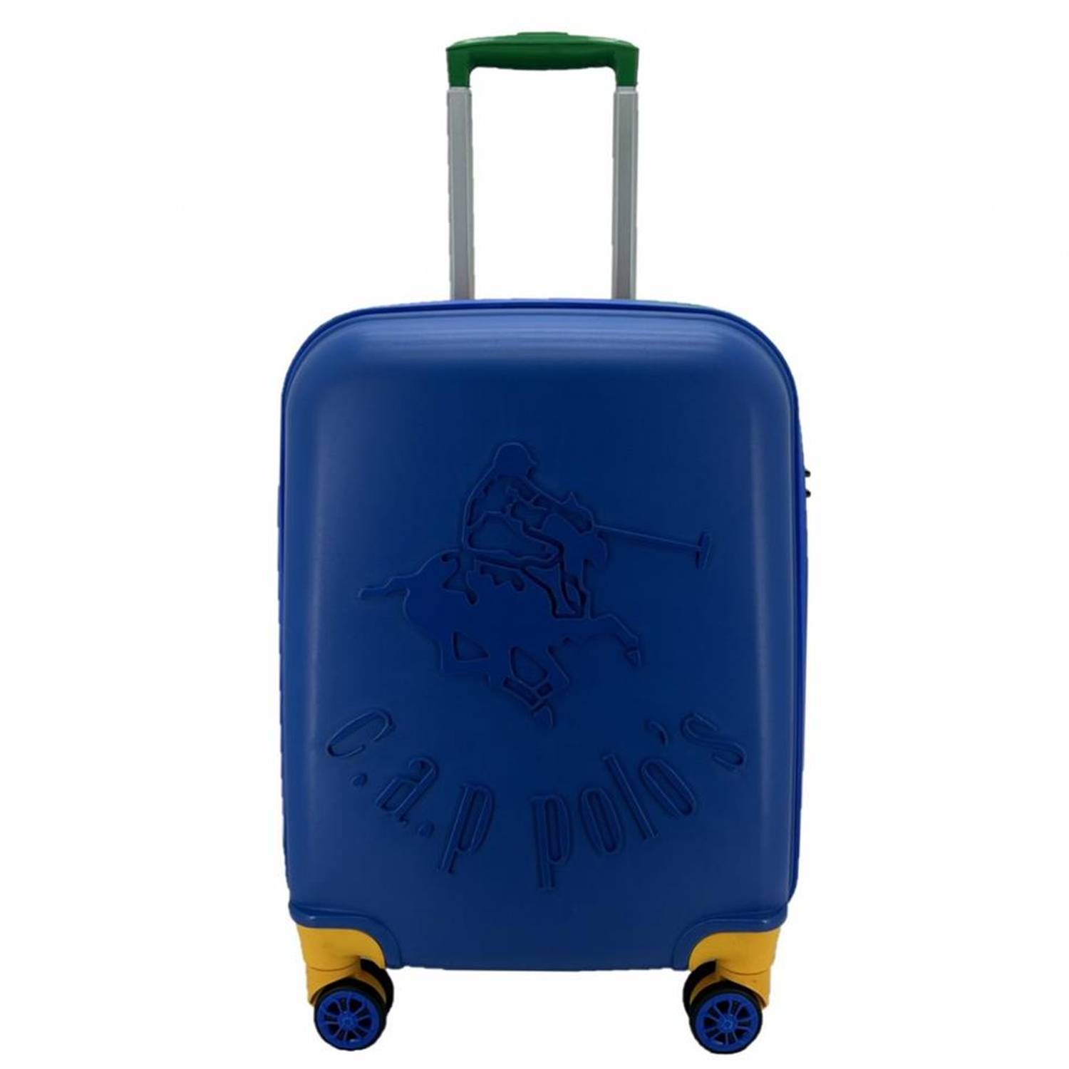 حقيبة صغيرة من بولوس كاب مصنوعة من البولي بروبيلين باللون الأزرق مع مقبض قابل للتعديل وعجلات دوارة بزاوية 360 درجة