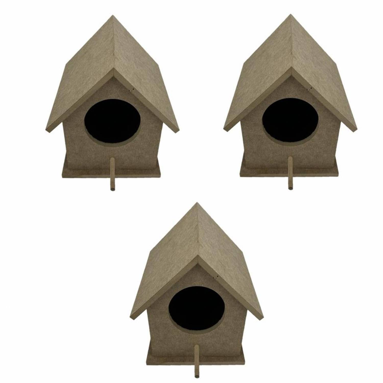 Triple Medium Wooden Bird Nest 15x16 Cm