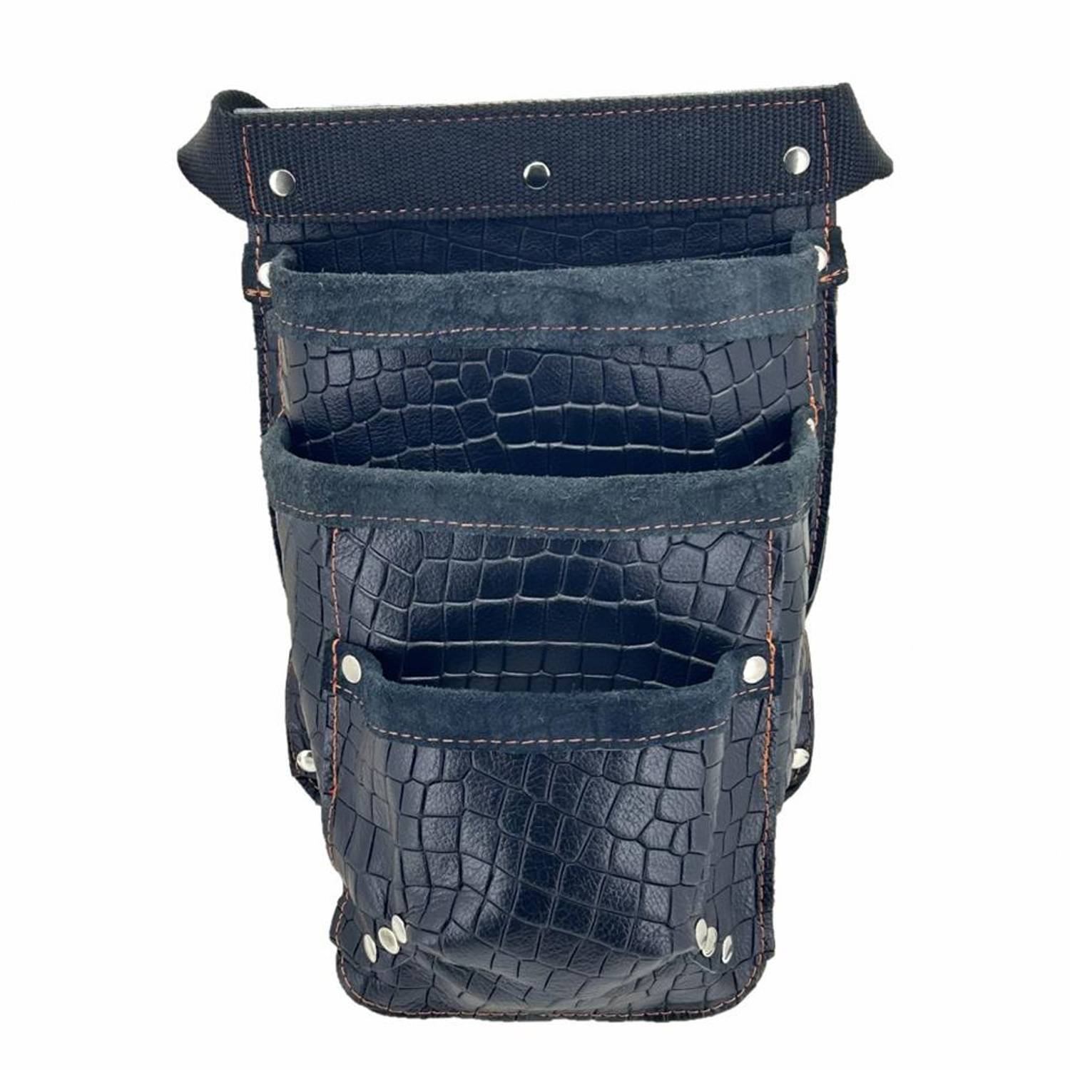 Чорний ремінний органайзер для інструментів з натуральної шкіри, ідеальний для електриків та механіків, розмір 34x22 см