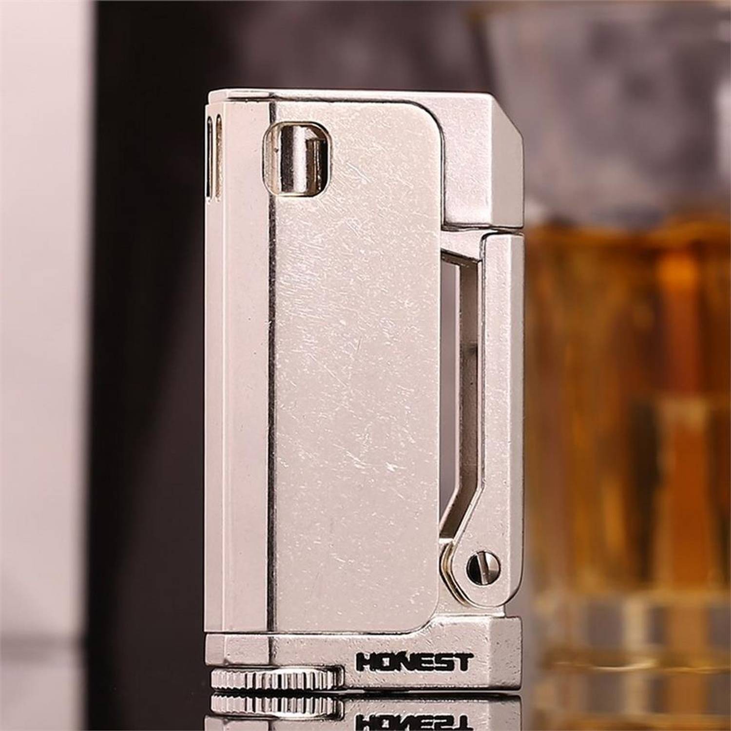 Retro Gasoline Bcz474 Muhtar Lighter Authentic Silver