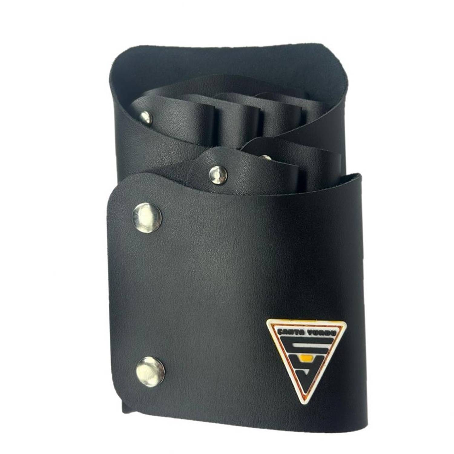 Кожаная сумка для парикмахерских ножниц Cayu, компактная, черная, водо- и разрывостойкая, с регулируемым ремнем, легкая и двойная, для 6 ножниц.