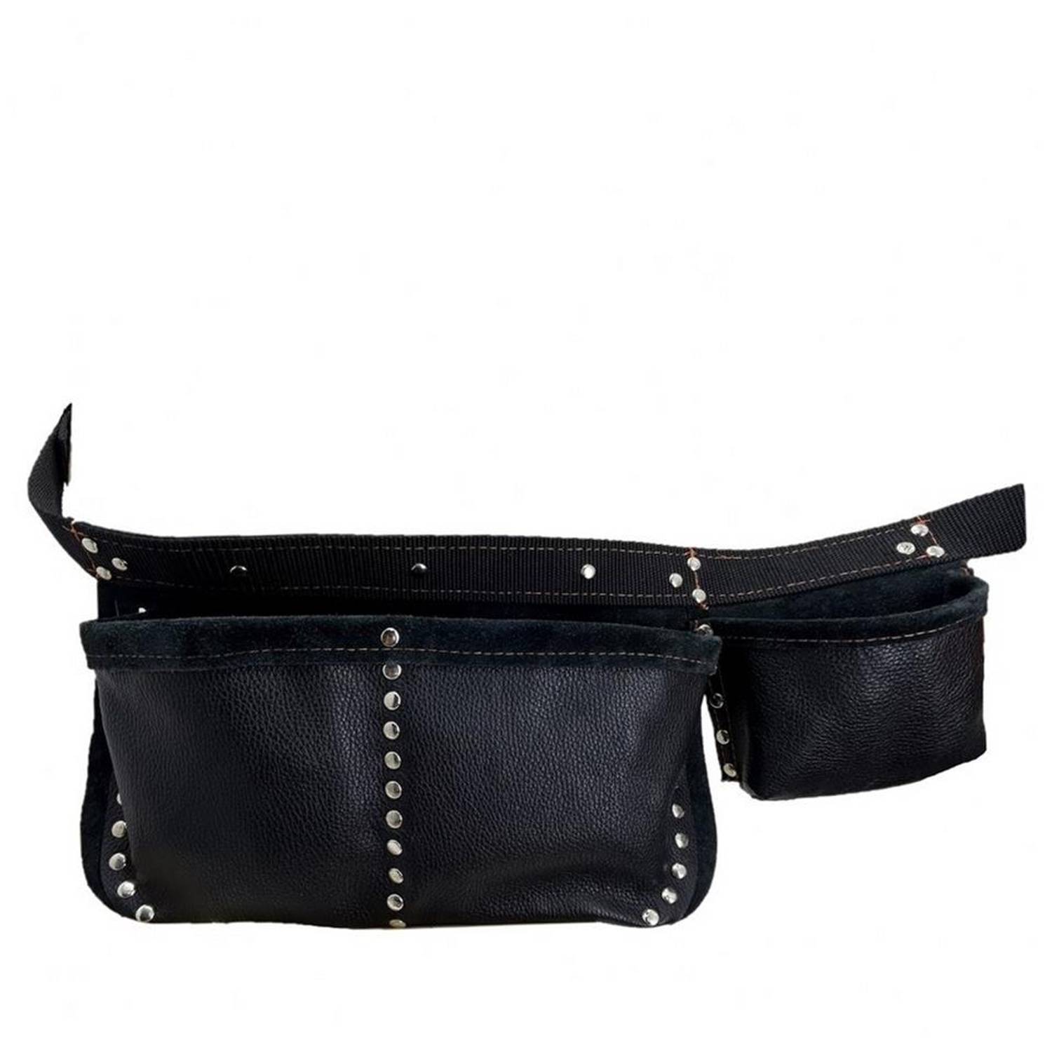 Кожаная поясная сумка для инструментов черного цвета, устойчивая к износу и разрыву, для электриков, плотников и механиков