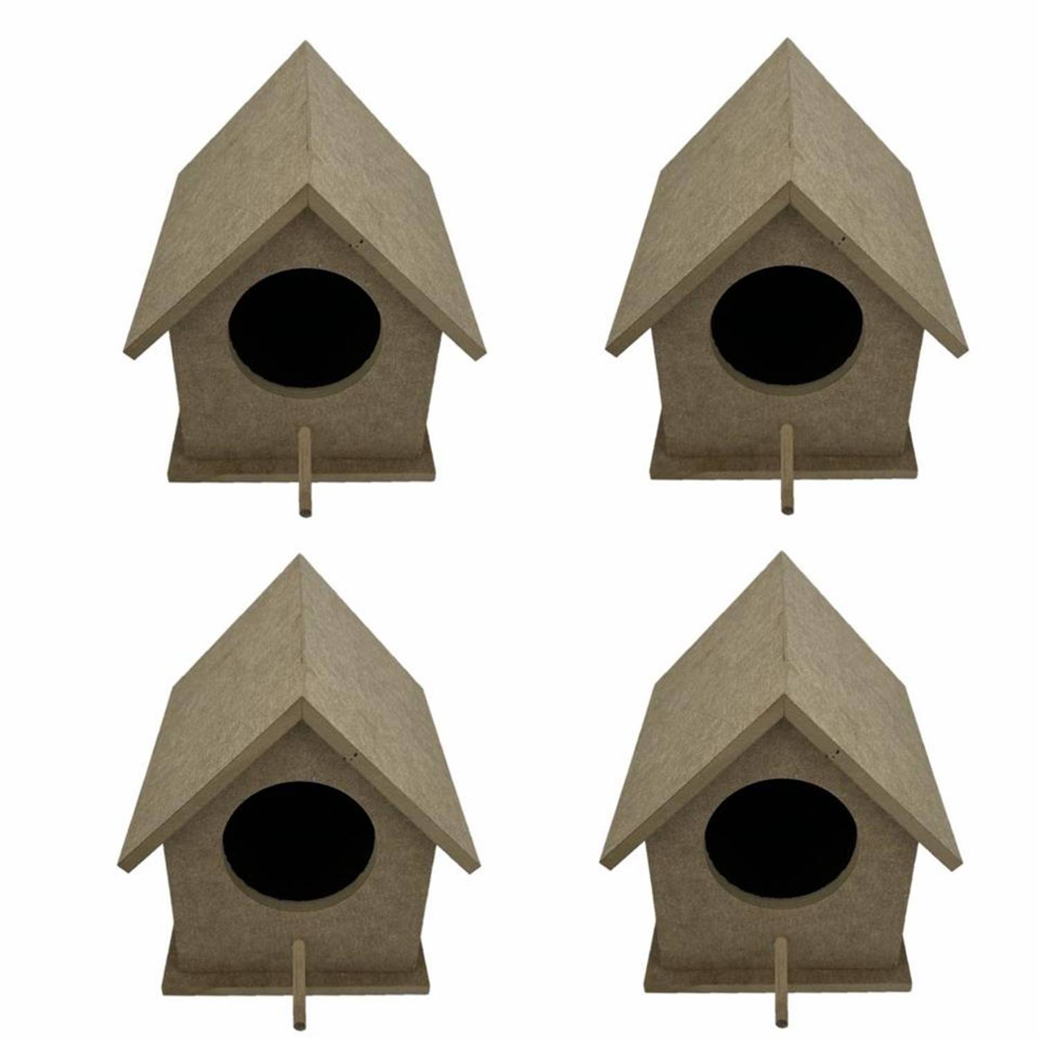 Quadruple Medium Wooden Bird Nest 15x16 Cm