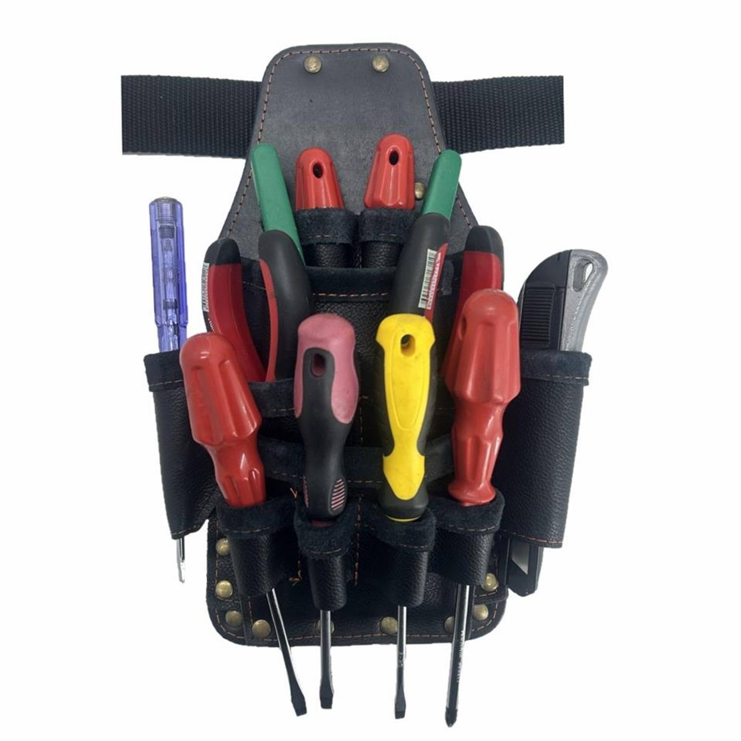 Натуральная кожаная черная поясная сумка для электриков CA218 XL, долговечная, для инструментов и аксессуаров, 30x14,5 см